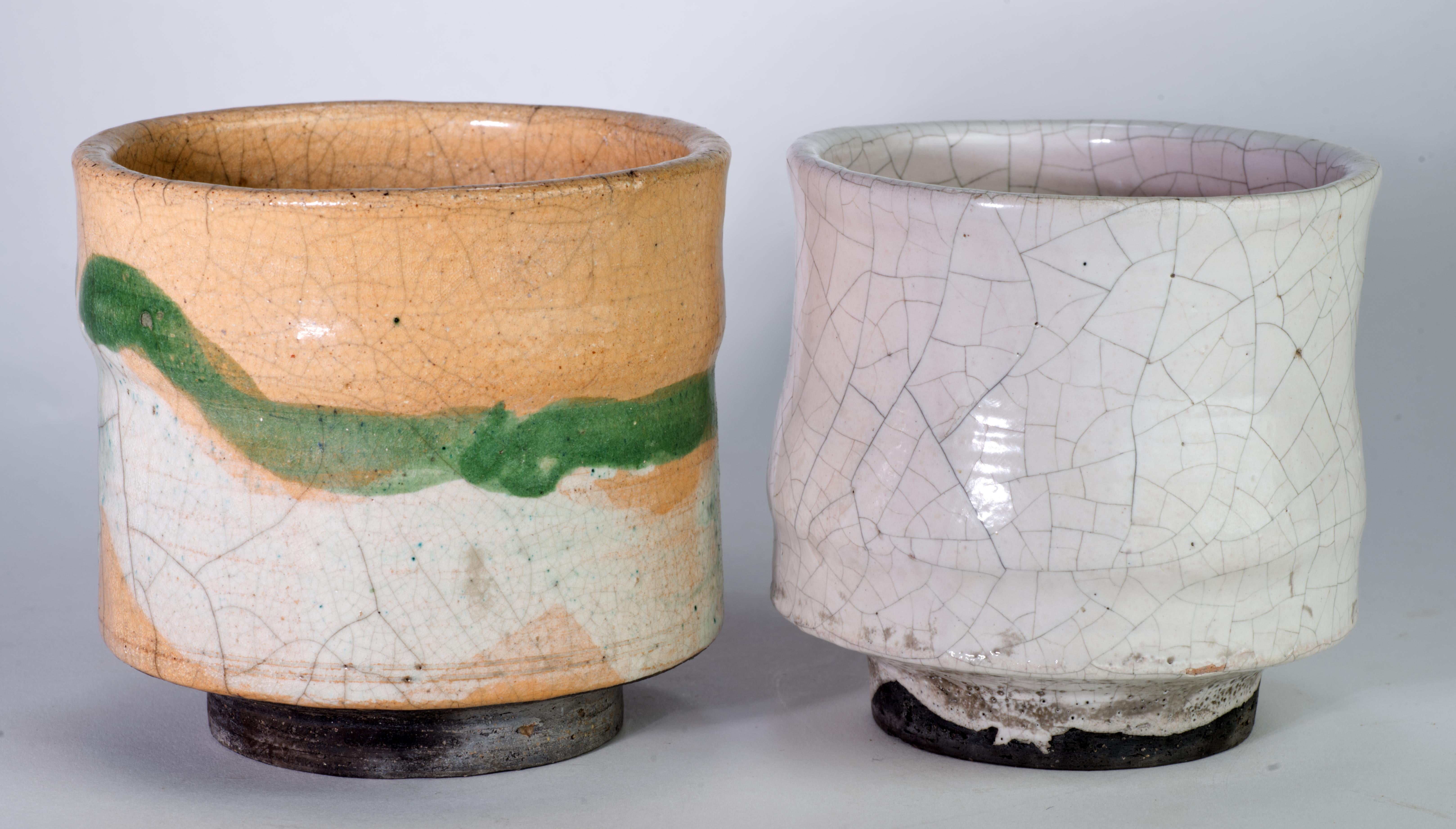Glazed Bill Stewart Set of Two Sculptural Vases or Vessels, American Art Studio Pottery For Sale