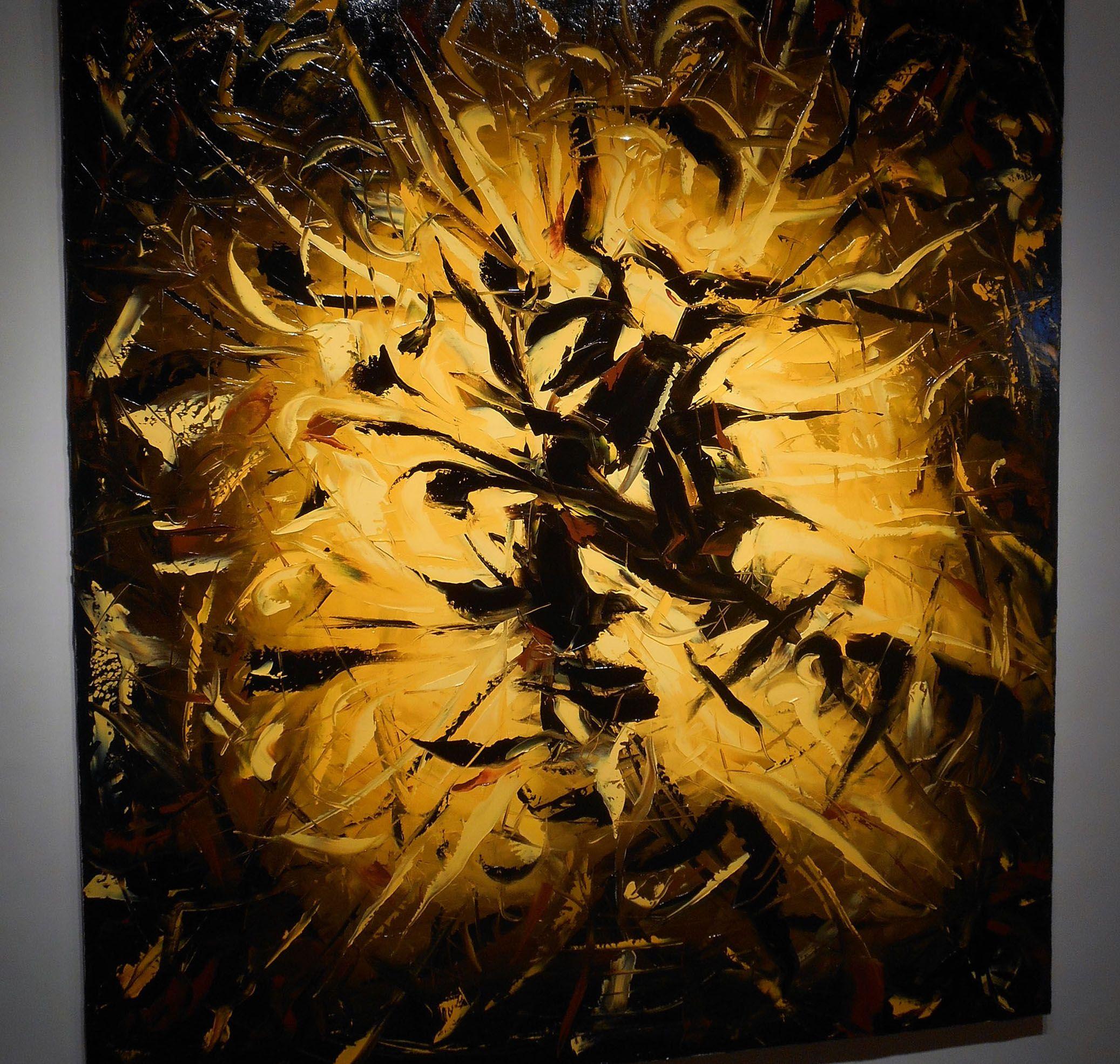 In quel momento, pensò di essere solo nell'universo. :: Pittura :: Astratta :: Questo pezzo viene fornito con un certificato ufficiale di autenticità firmato dall'artista :: Pronto da appendere: Yes :: Firmato: Yes :: Posizione della firma: in basso
