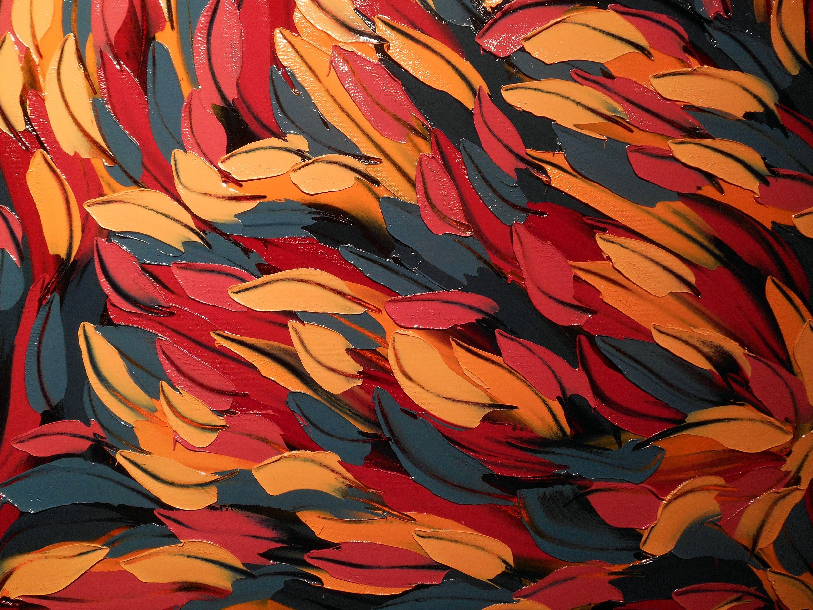 Il vento d'autunno taglia gli alberi. :: Pittura :: Astratta :: Questo pezzo viene fornito con un certificato ufficiale di autenticità firmato dall'artista :: Pronto da appendere: Yes :: Firmato: Yes :: Posizione della firma: in basso a destra ::