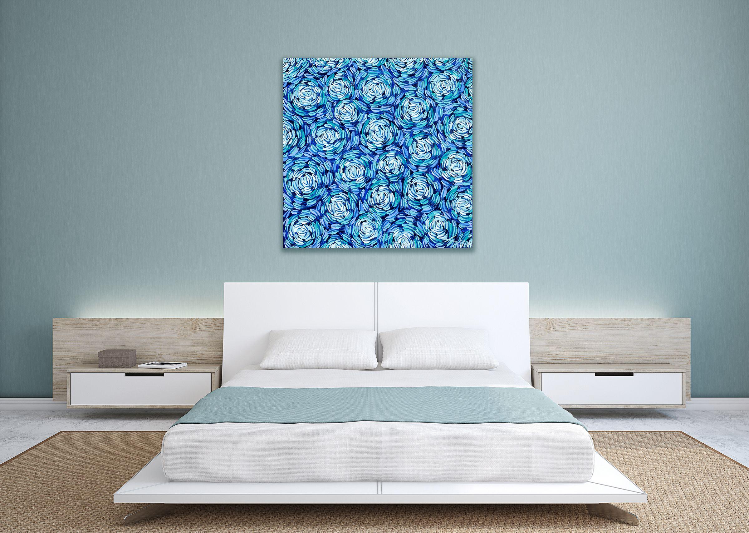 BIG DATA 5.3, Pittura, Olio su tela - Abstract Painting Blu di Bill Stone