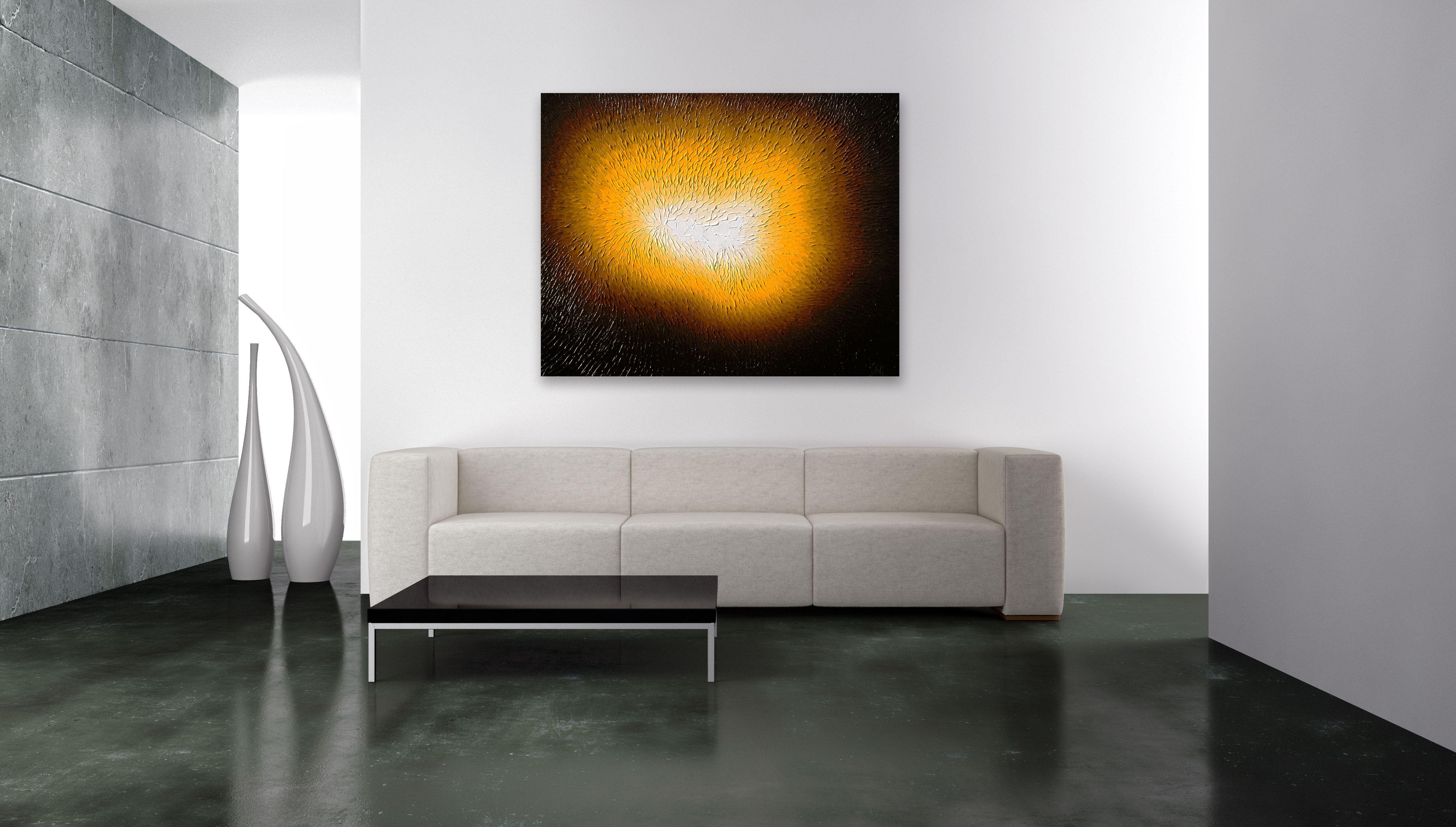 BIRTH OF A STAR, Painting, Oil on Canvas - Brown Abstract Painting by Bill Stone