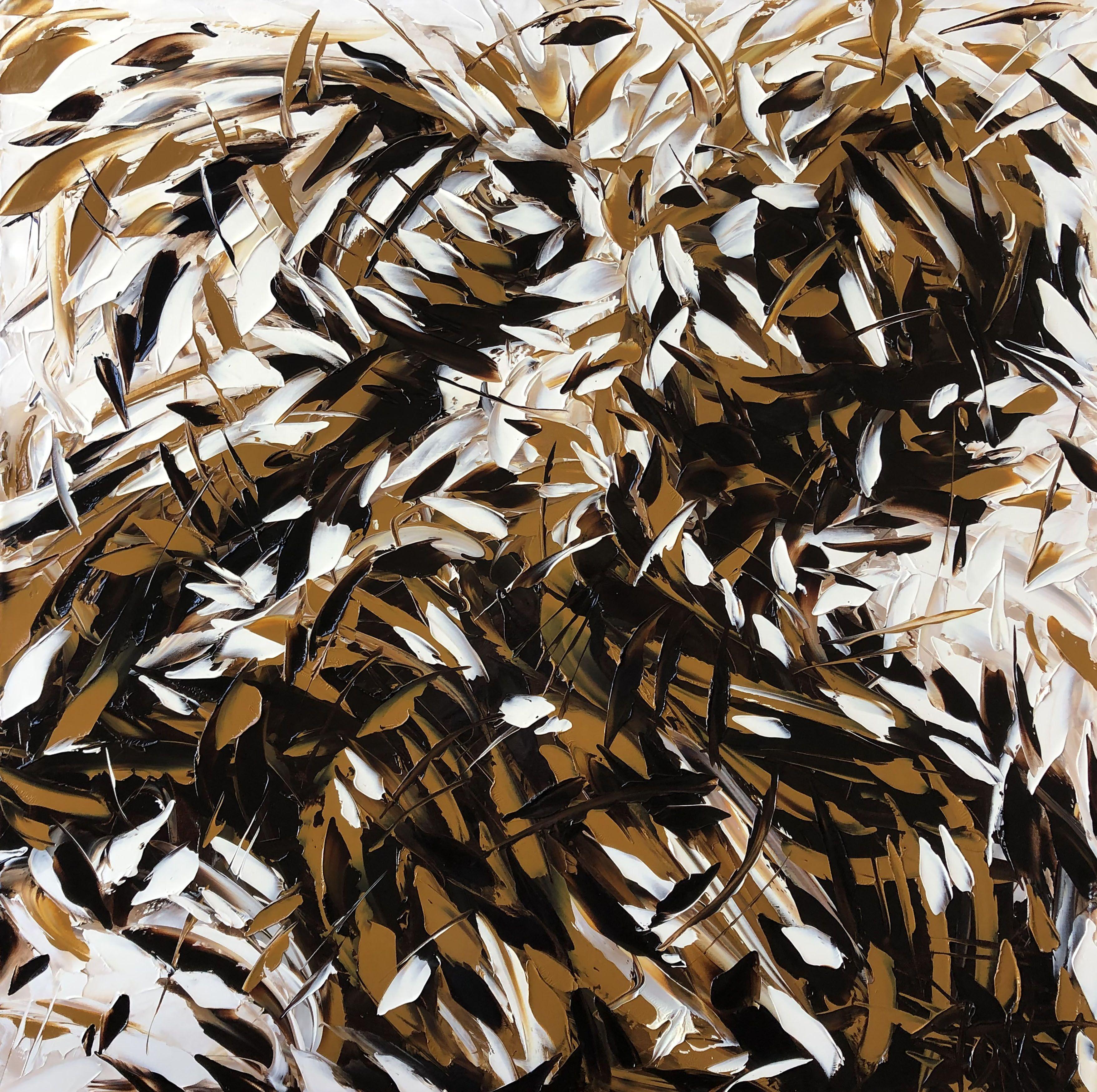 Bill Stone Abstract Painting - BLACK AND BROWN AND WHITE 2, Painting, Oil on Canvas
