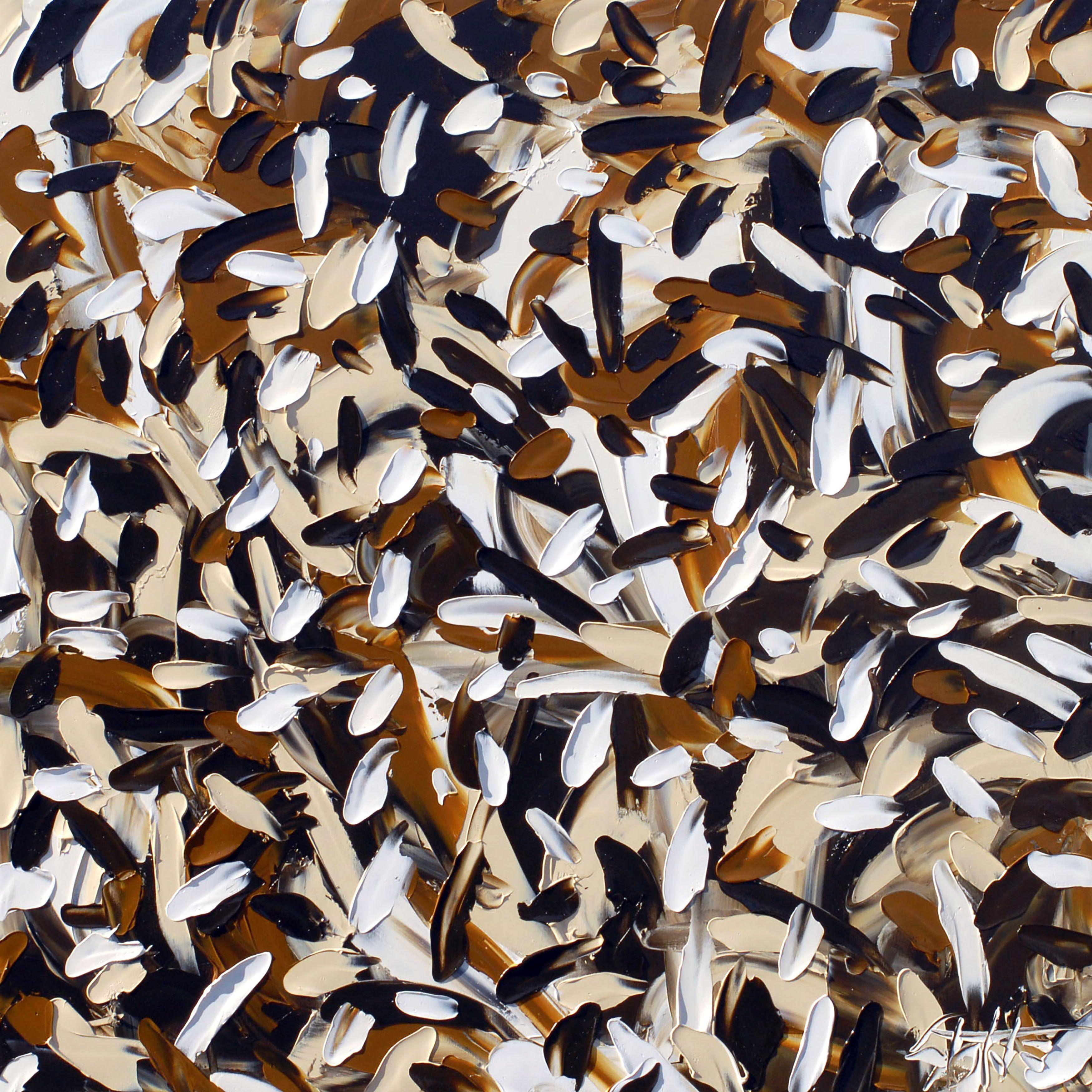 Bill Stone Abstract Painting - BLACK AND BROWN AND WHITE, Painting, Oil on Canvas