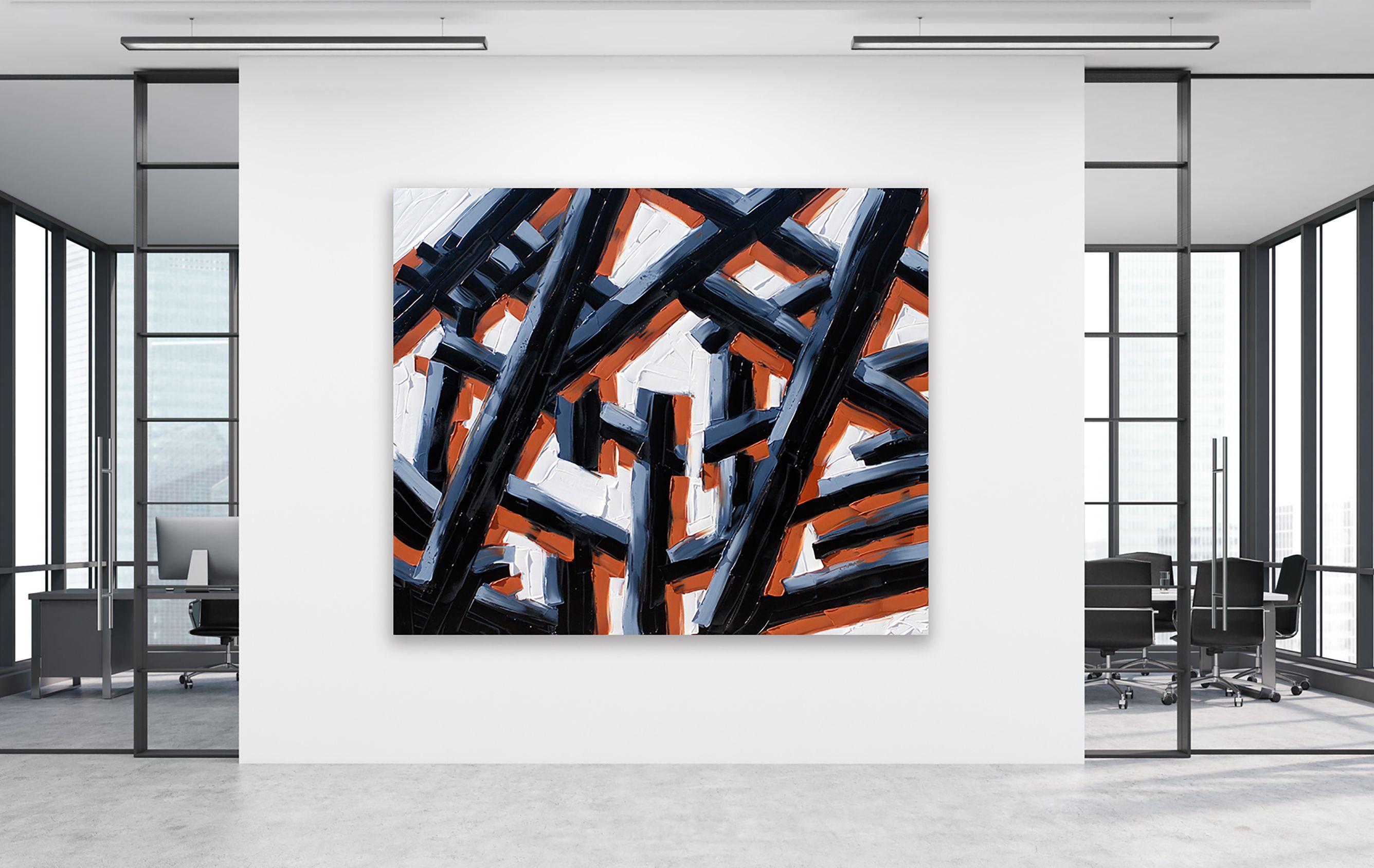 One mild obsession with the construction of a high-rise. Phase 4. :: Painting :: Abstract :: This piece comes with an official certificate of authenticity signed by the artist :: Ready to Hang: Yes :: Signed: Yes :: Signature Location: an S in the