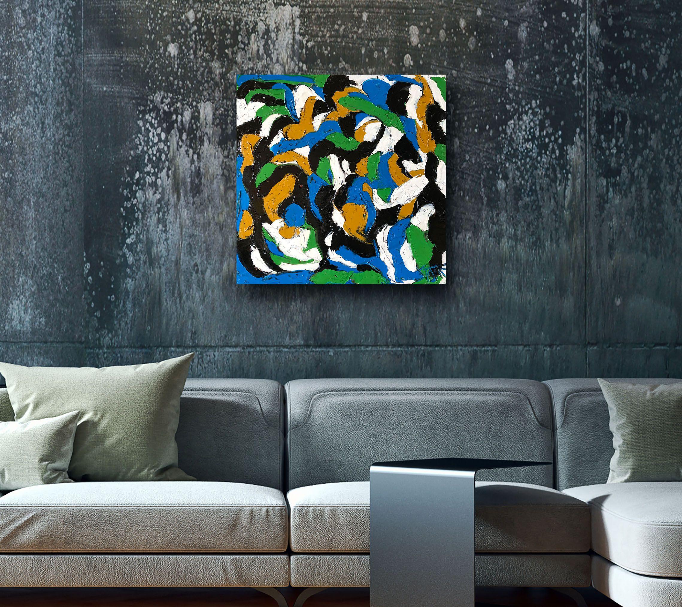 CAMBIAMENTO CLIMATICO, Pittura, Olio su tela - Abstract Painting Blu di Bill Stone