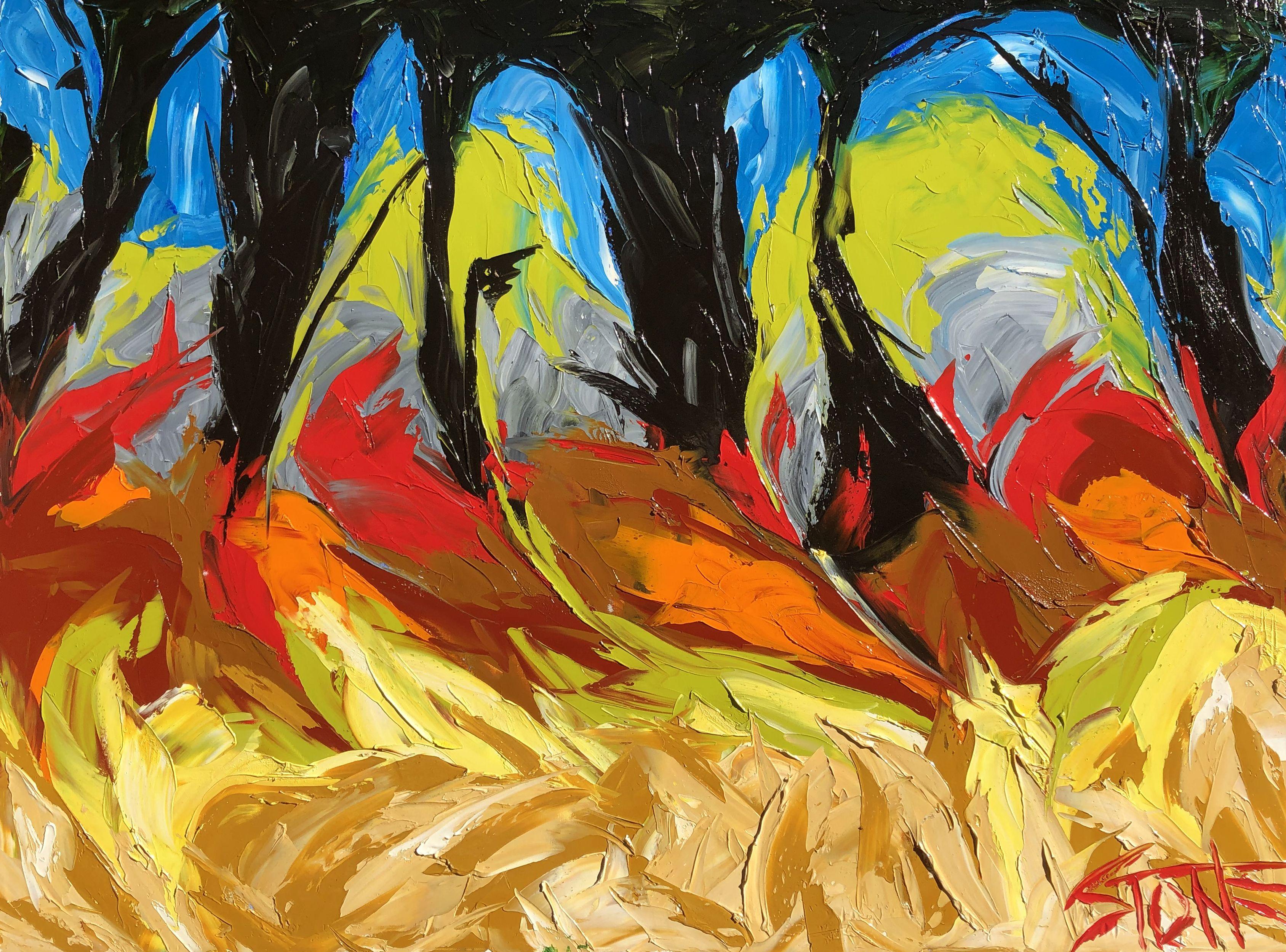 COLONNE, Pittura, Olio su tela - Painting di Bill Stone