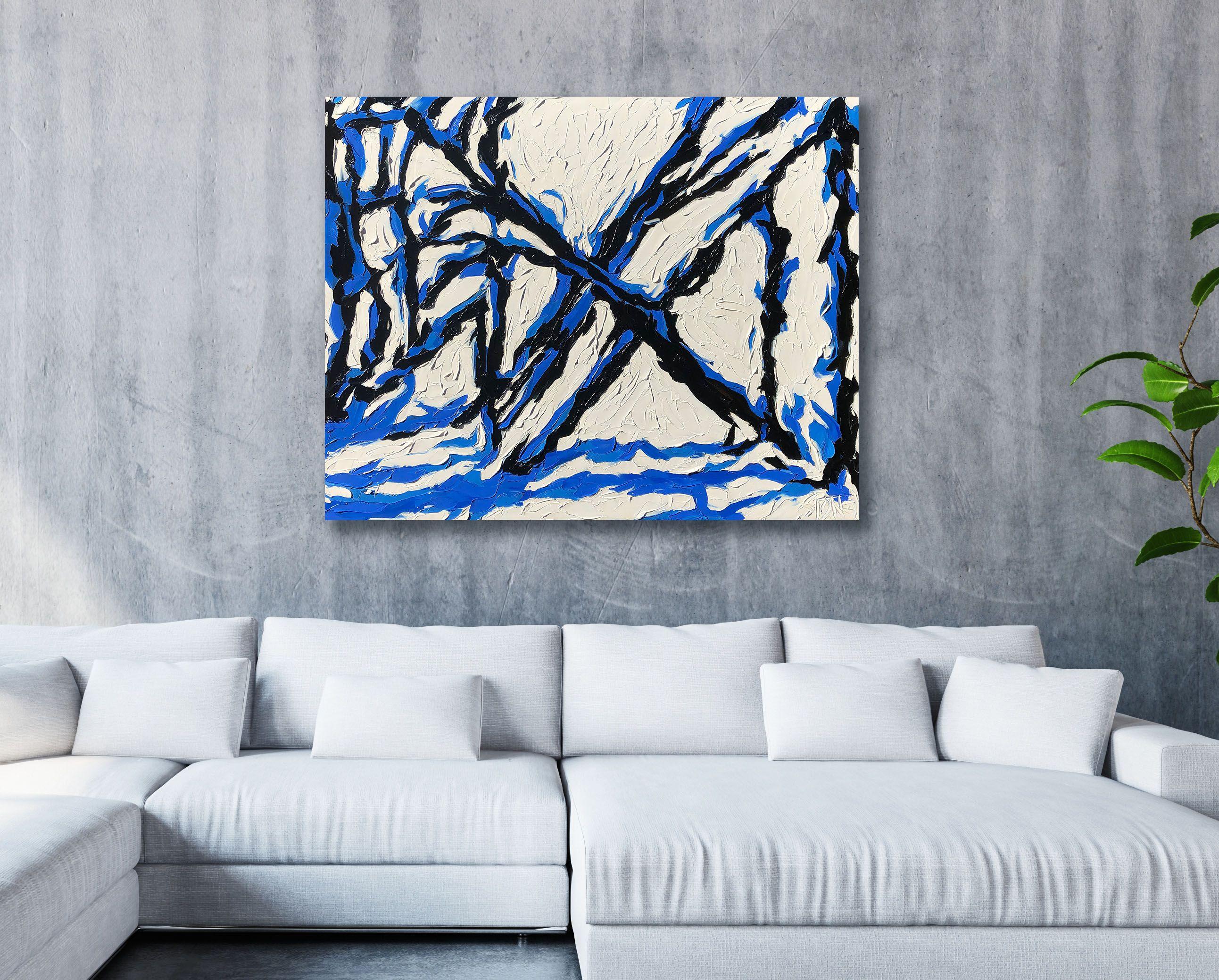 DOPPIA X, Pittura, Olio su tela - Abstract Painting Viola di Bill Stone