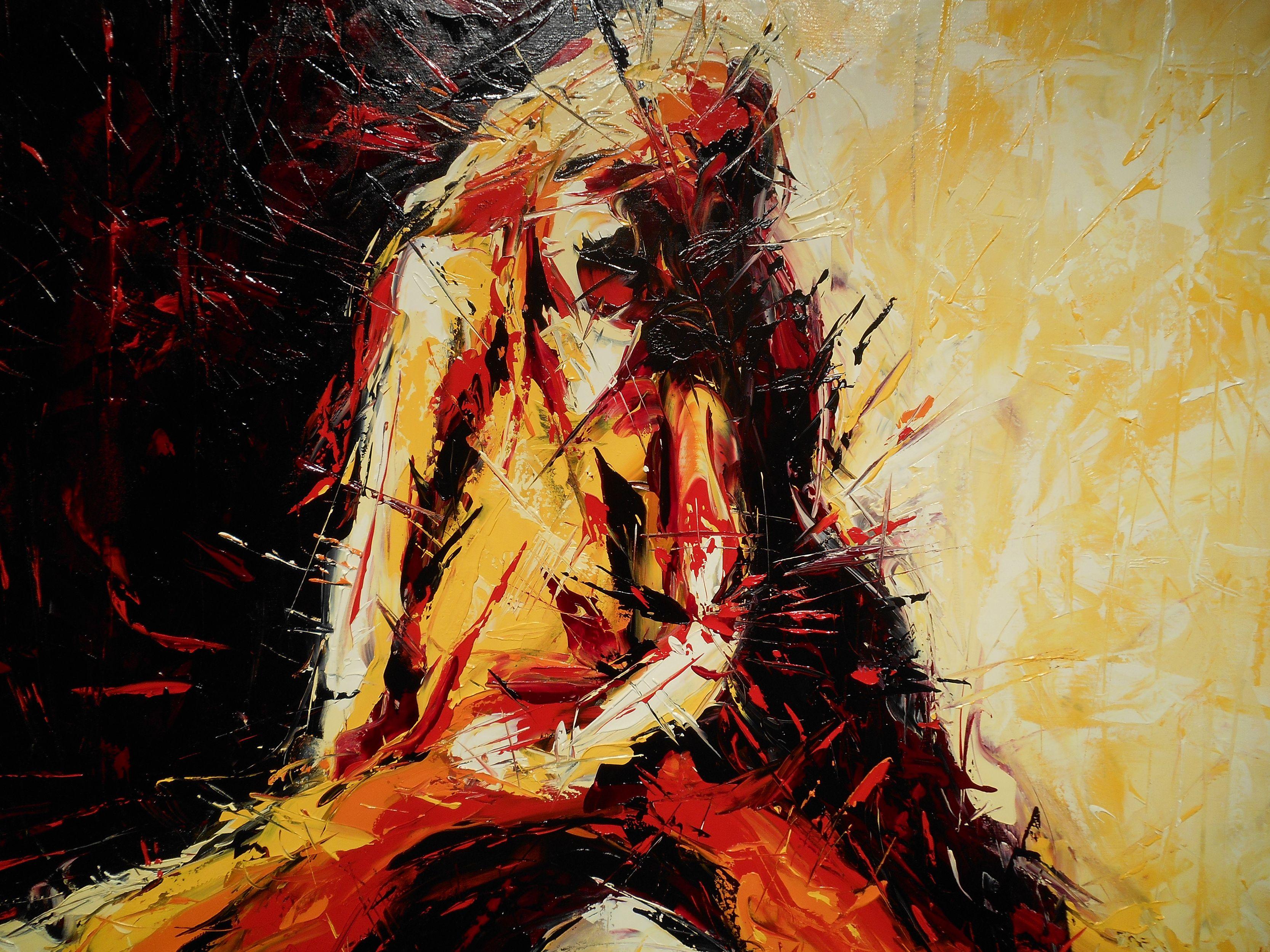 DOWN AND OUT, Gemälde, Öl auf Leinwand im Angebot 1