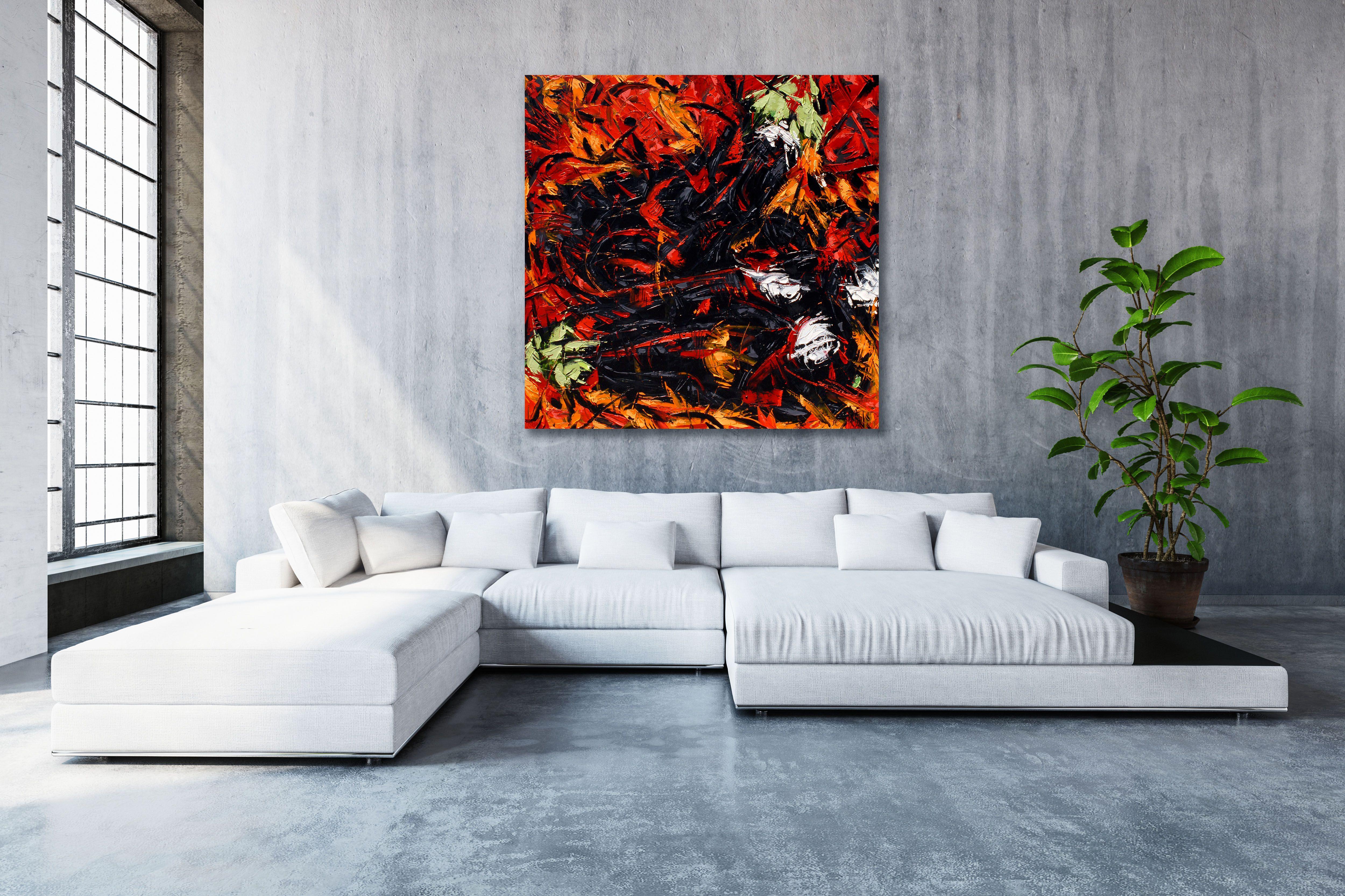 Fresh from the garden into a still life. :: Painting :: Abstract :: This piece comes with an official certificate of authenticity signed by the artist :: Ready to Hang: Yes :: Signed: Yes :: Signature Location: bottom right :: Canvas :: Diagonal ::