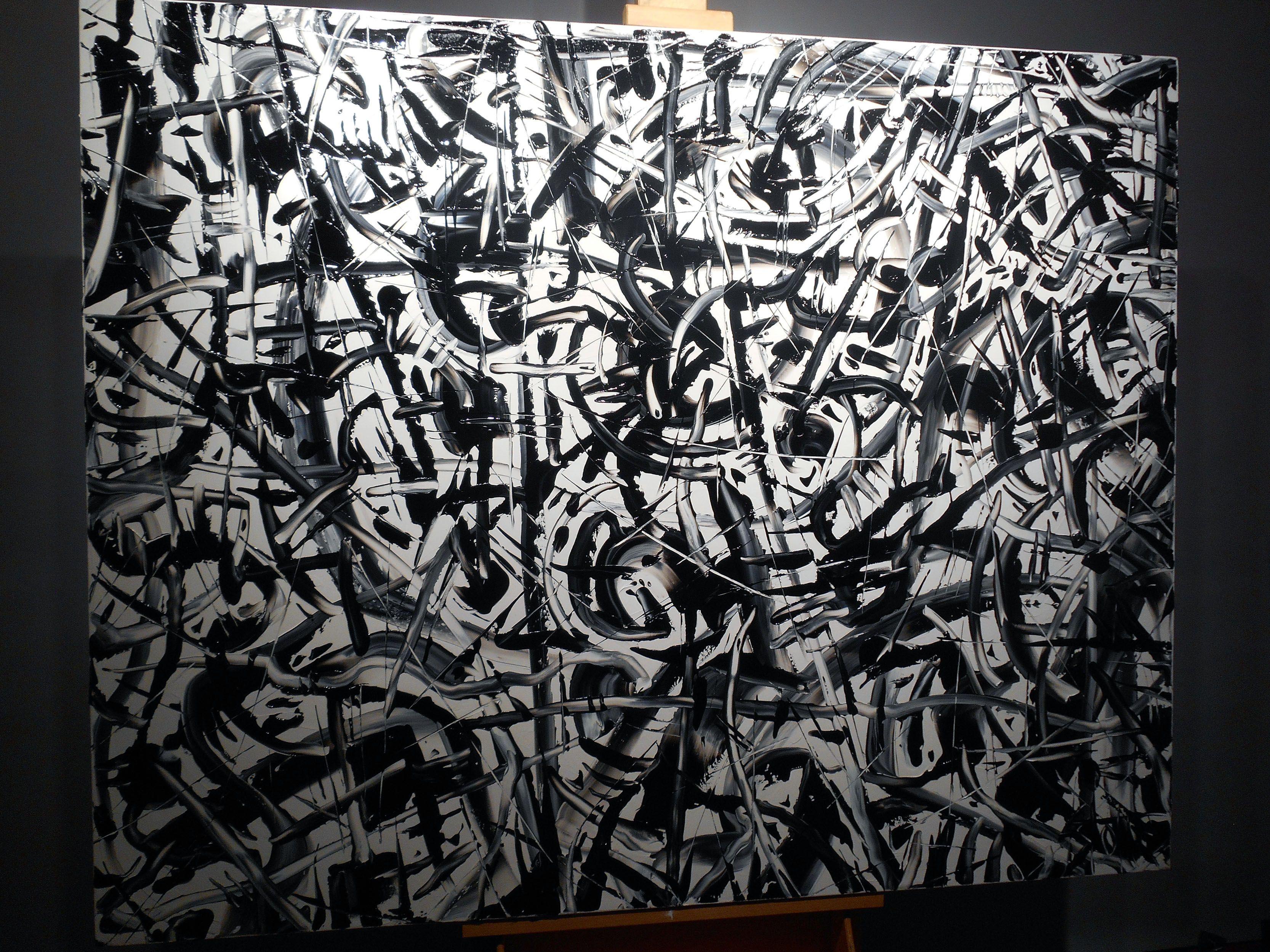 TUTTO 2, Pittura, Olio su tela - Abstract Painting Nero di Bill Stone