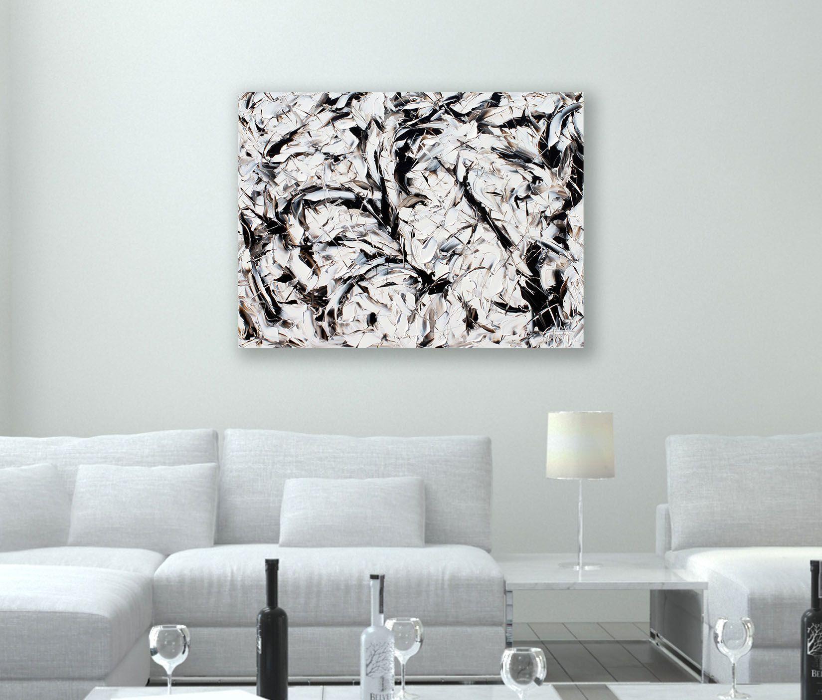FEBRUARY WINTER 1, Painting, Oil on Canvas - Gray Abstract Painting by Bill Stone