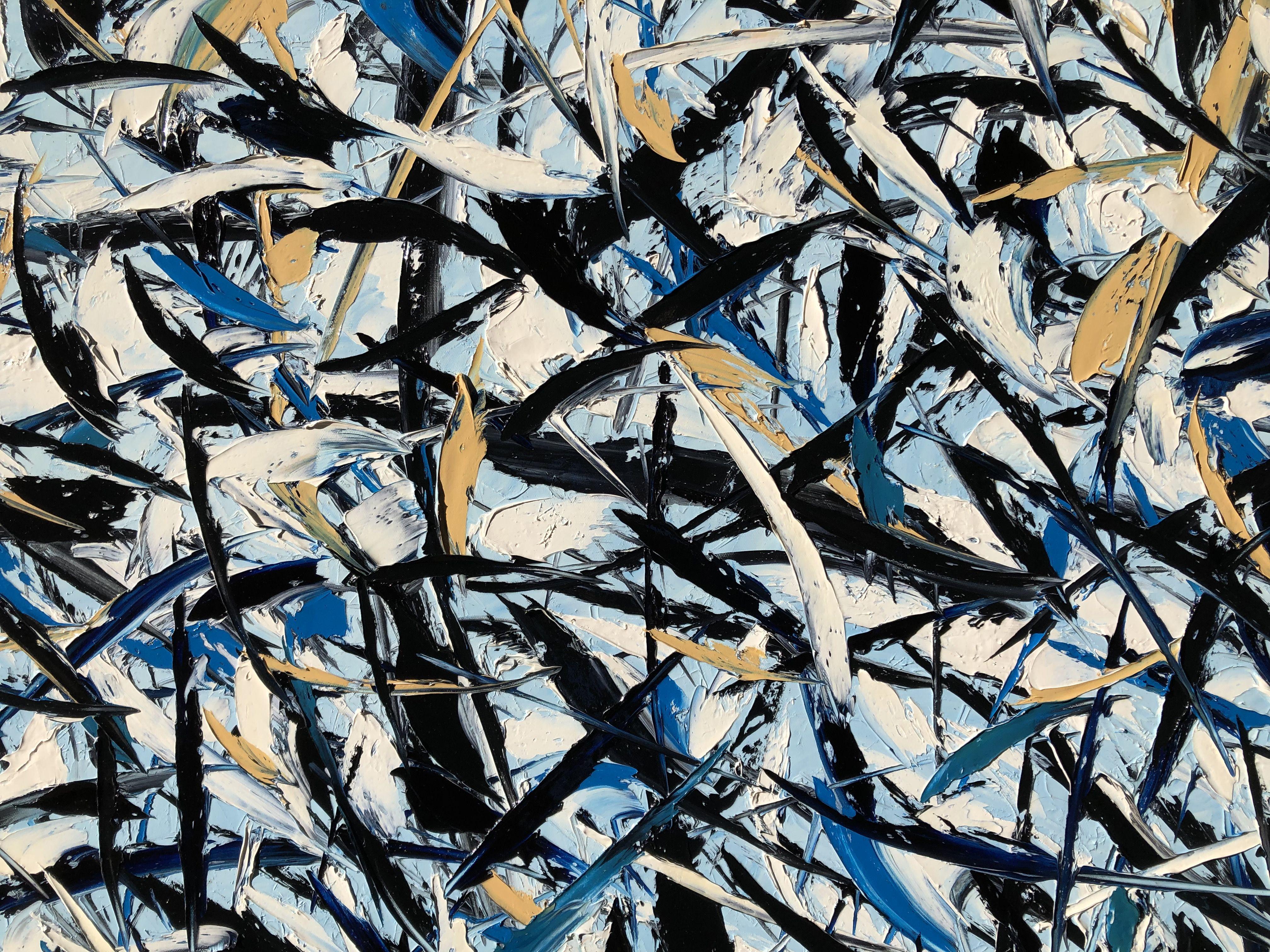 La prima grande neve della stagione è sempre emozionante. :: Pittura :: Astratta :: Questo pezzo viene fornito con un certificato ufficiale di autenticità firmato dall'artista :: Pronto da appendere: Yes :: Firmato: Yes :: Posizione della firma: in
