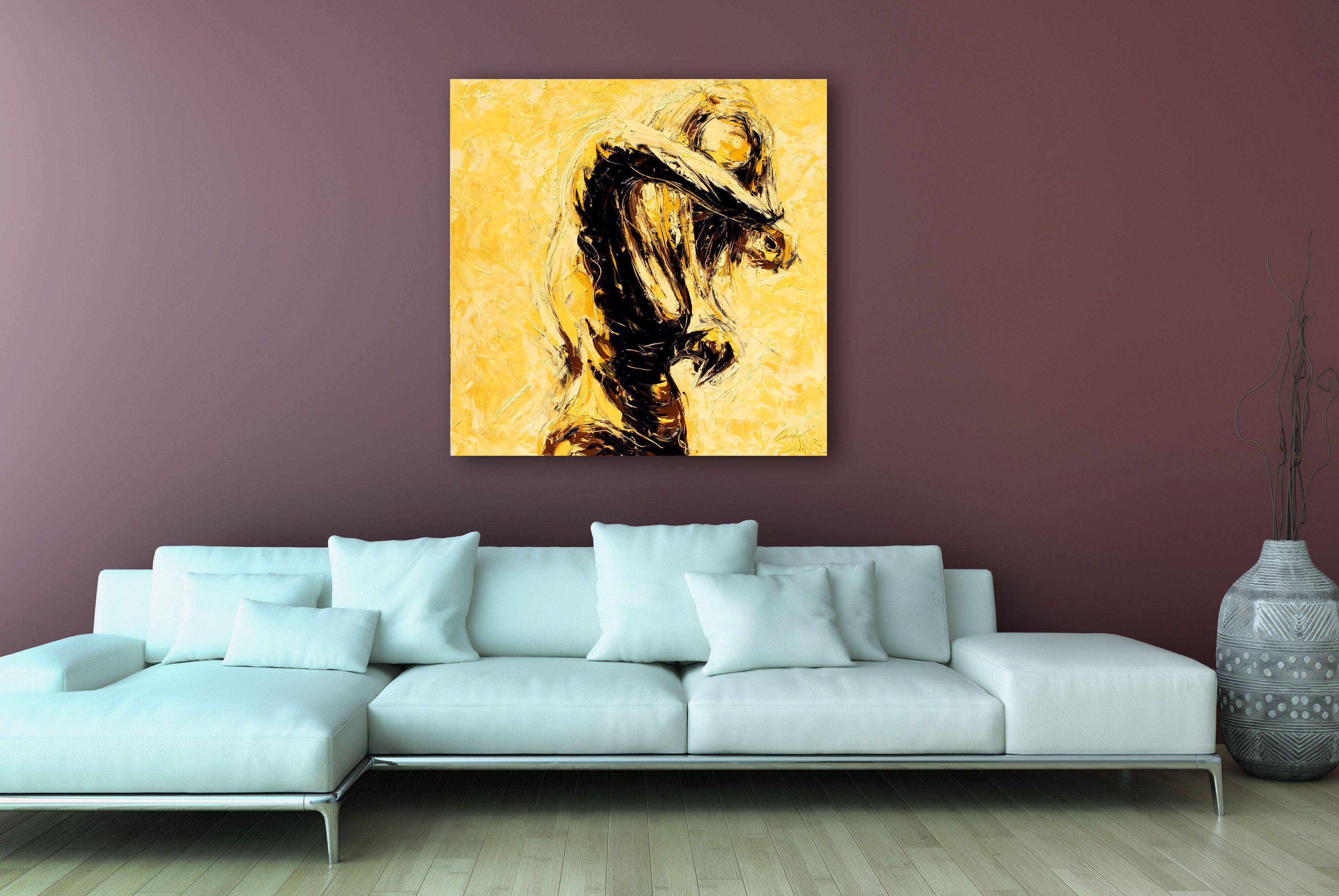 Why do we flinch when someone raises their hand? :: Painting :: Expressionism :: This piece comes with an official certificate of authenticity signed by the artist :: Ready to Hang: Yes :: Signed: Yes :: Signature Location: bottom right :: Canvas ::
