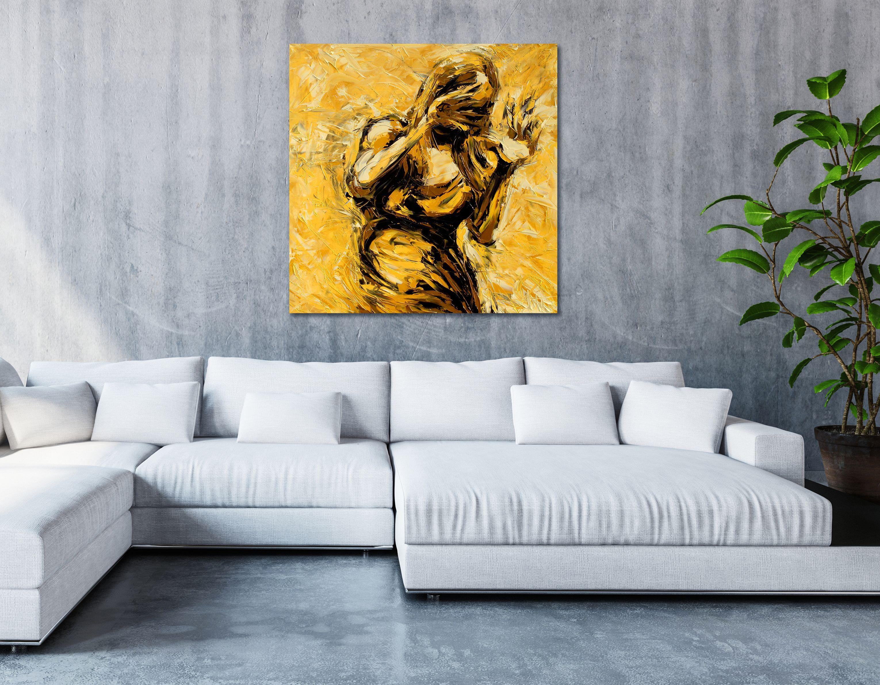 Why do we flinch when someone raises their hand? :: Painting :: Abstract Expressionism :: This piece comes with an official certificate of authenticity signed by the artist :: Ready to Hang: Yes :: Signed: Yes :: Signature Location: bottom right ::