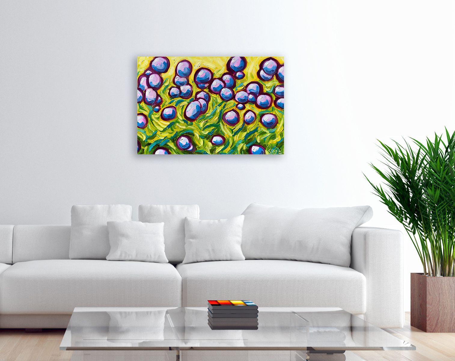 The flower buds are floating away on a summer afternoon. (Side-stapled canvas, should be framed.) :: Painting :: Abstract Expressionism :: This piece comes with an official certificate of authenticity signed by the artist :: Ready to Hang: Yes ::