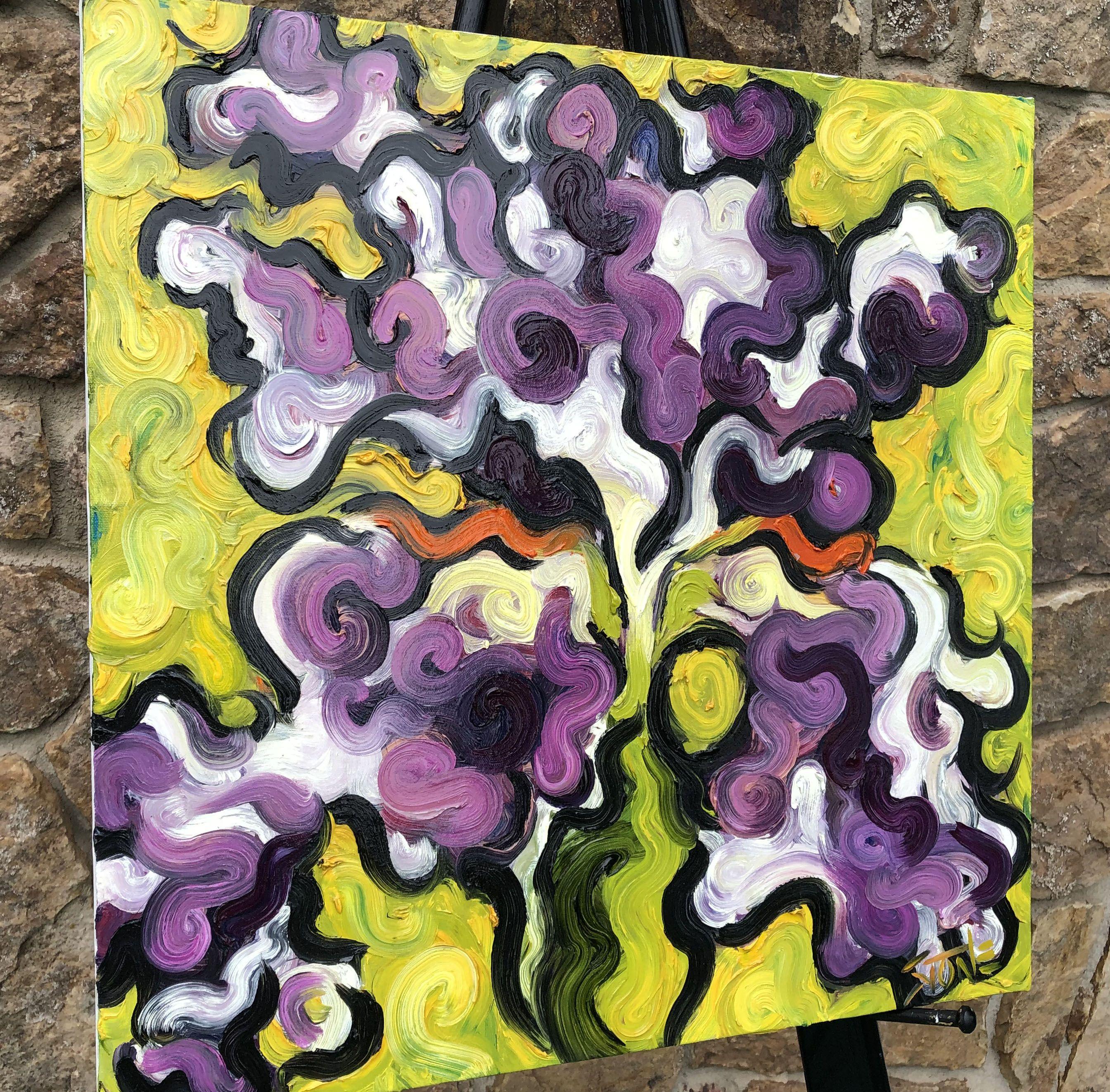 FUNKY IRIS, Painting, Oil on Canvas For Sale 2