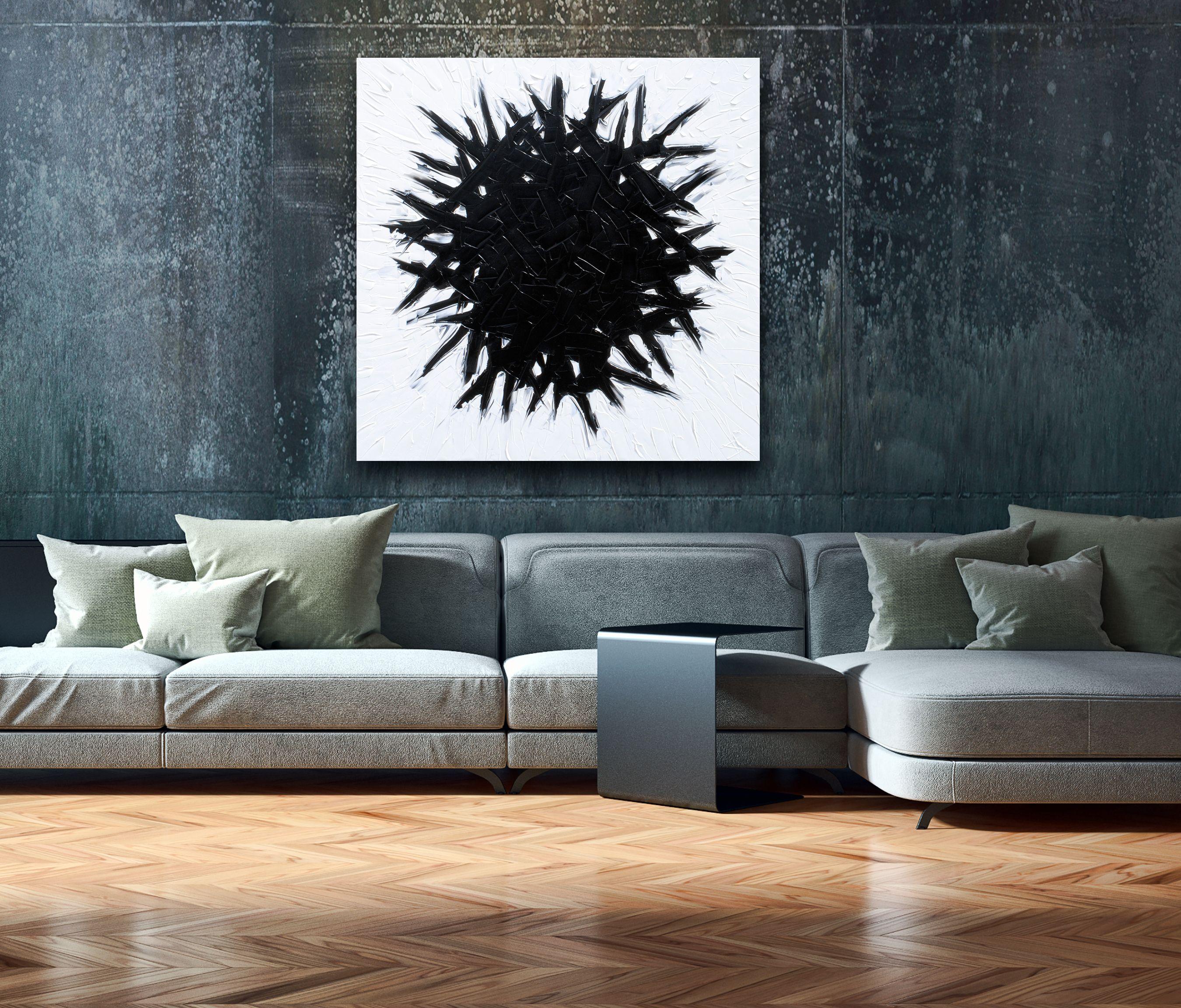 ISOLATION, Painting, Oil on Canvas - Black Abstract Painting by Bill Stone