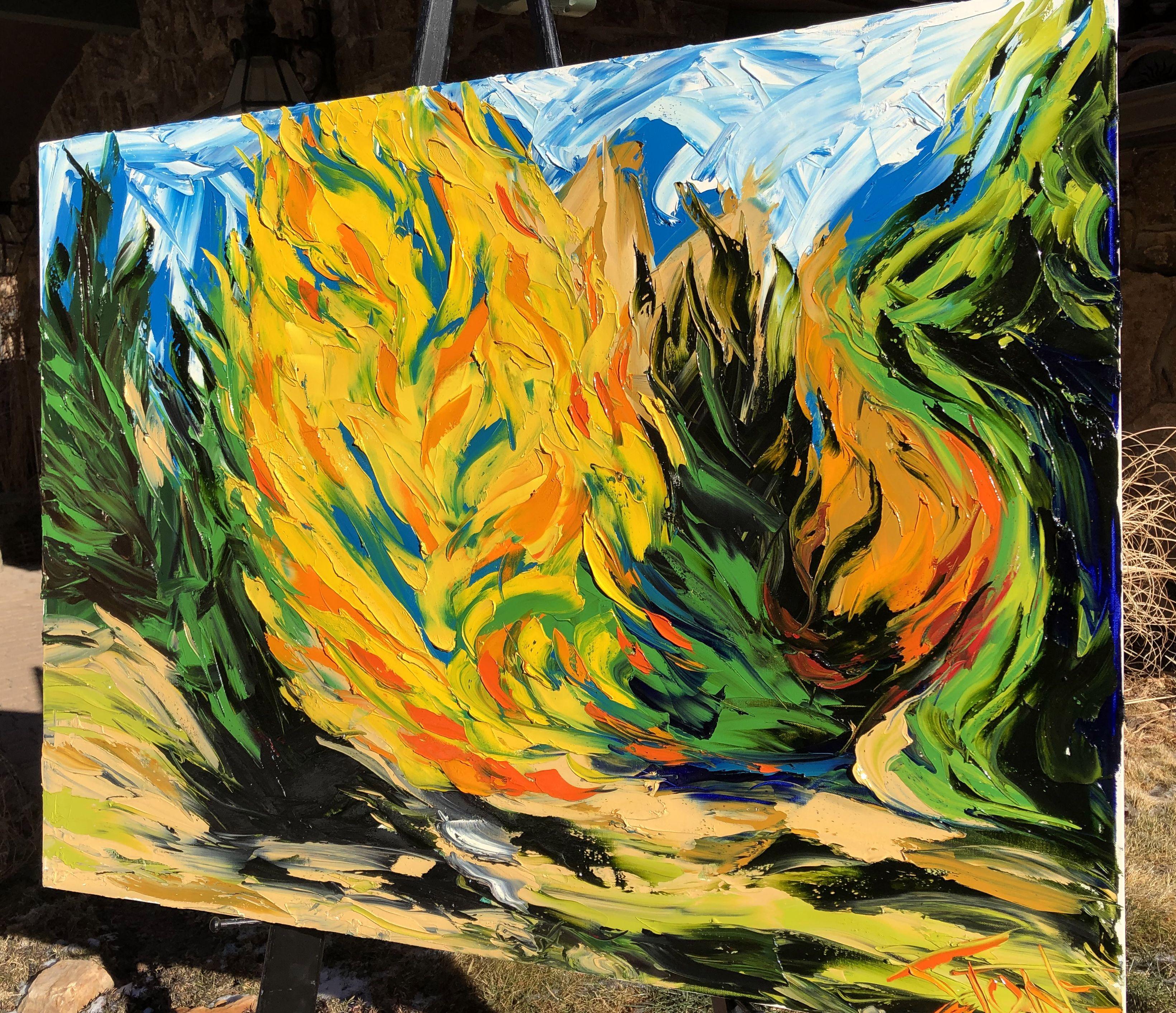KEVIN'S FIRE, Painting, Oil on Canvas For Sale 1