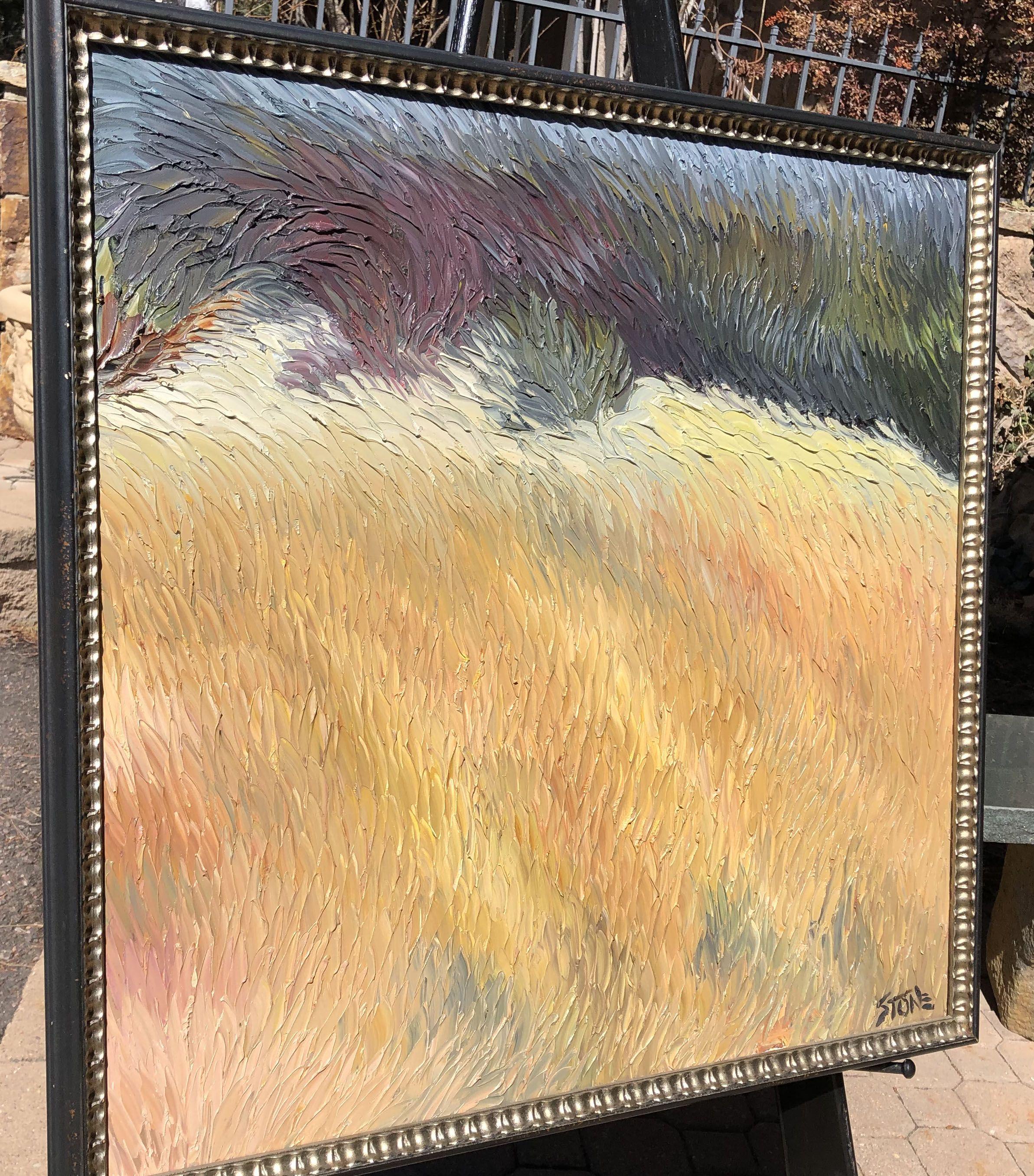Il vento di fine autunno sfiora sensualmente il paesaggio. :: Pittura :: Impressionista :: Questo pezzo viene fornito con un certificato ufficiale di autenticità firmato dall'artista :: Pronto da appendere: Yes :: Firmato: Yes :: Posizione della