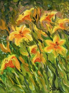 ORANGE LILIES, peinture, huile sur toile