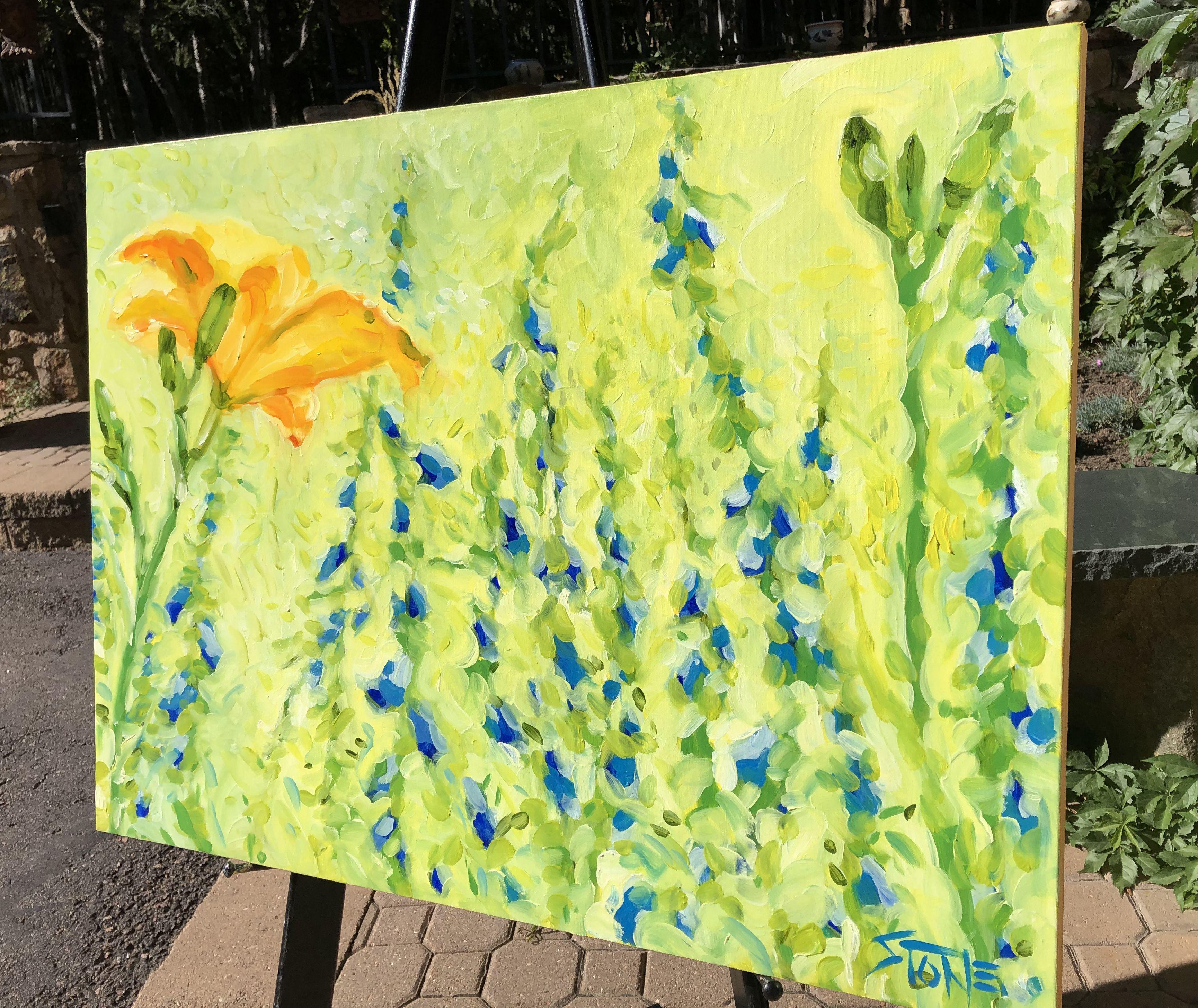 Plein air painting in the garden on a hot summer day. :: Painting :: Impressionist :: This piece comes with an official certificate of authenticity signed by the artist :: Ready to Hang: Yes :: Signed: Yes :: Signature Location: bottom right ::