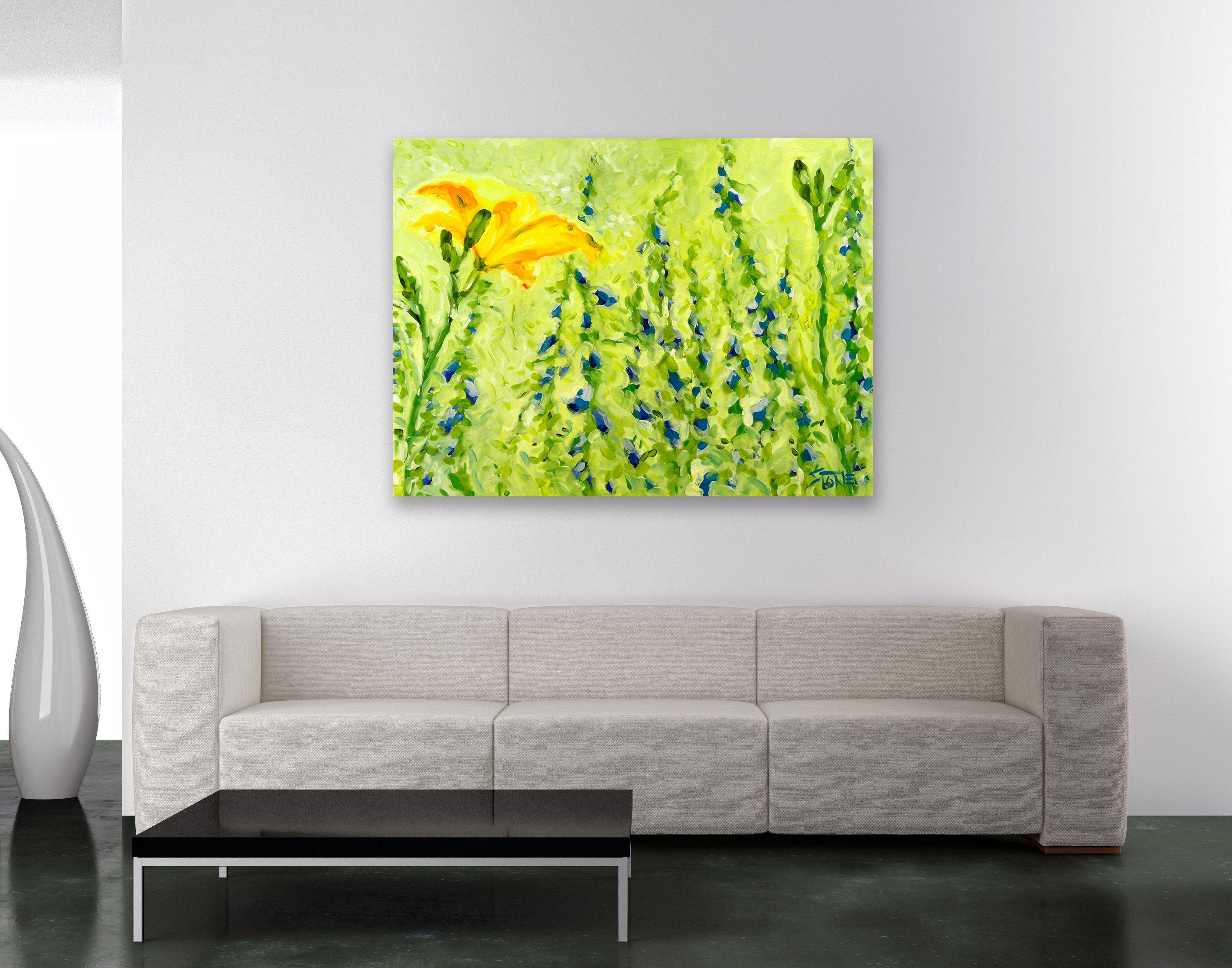 ORANGE LILY WITH BELLS, Painting, Oil on Canvas For Sale 1