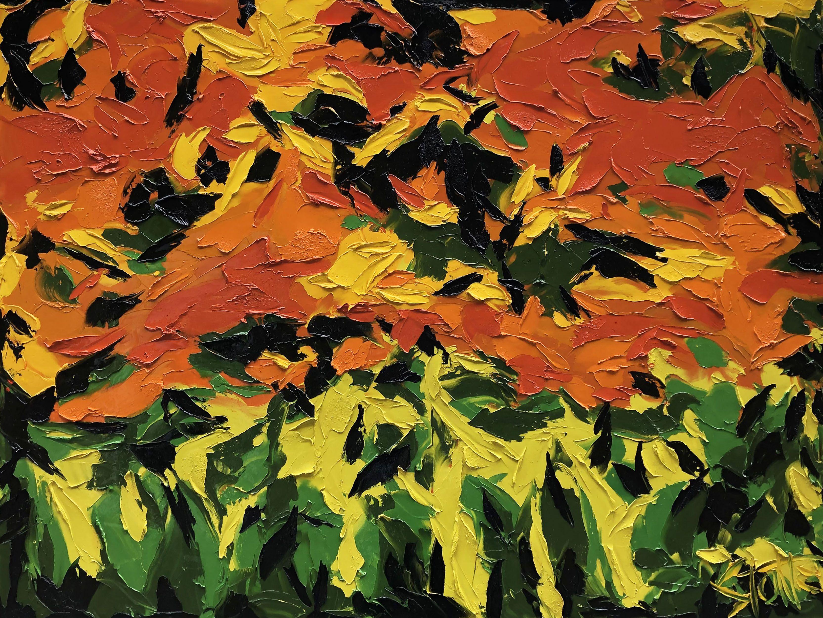 Abstract Painting Bill Stone - MORNING ORANGE MORNING, peinture, huile sur toile