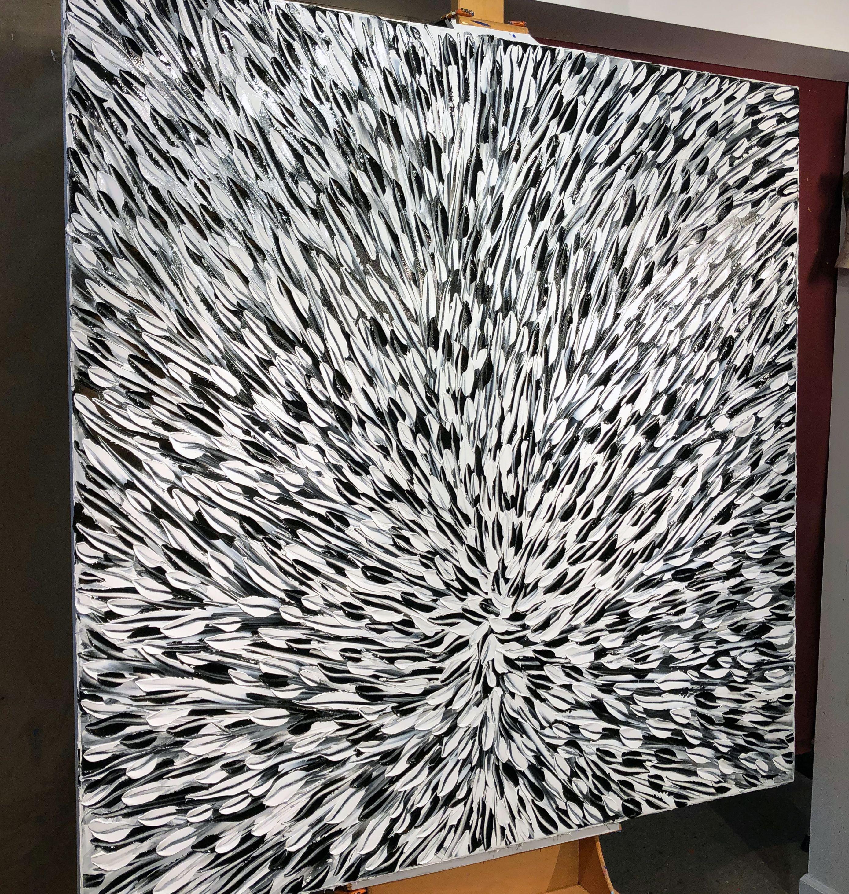 Sentire l'impatto di questi strani giorni.  Oli su tela spessi e vibranti, influenzati dal colore, dal movimento e dalla consistenza del mondo naturale che ci circonda :: Pittura :: Astratta :: Questo pezzo viene fornito con un certificato ufficiale
