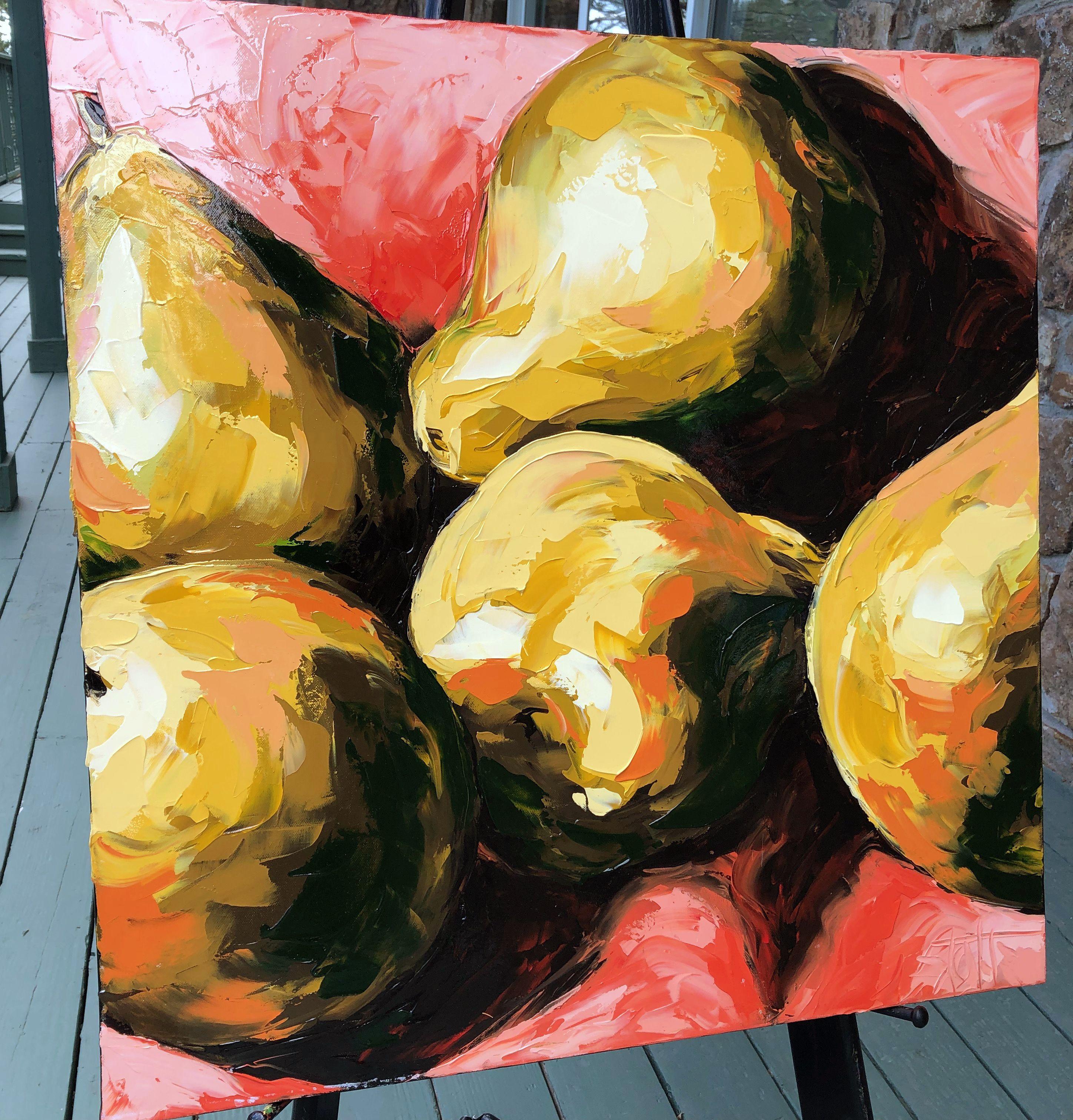 First of three studies of a still life with new pears. :: Painting :: Expressionism :: This piece comes with an official certificate of authenticity signed by the artist :: Ready to Hang: Yes :: Signed: Yes :: Signature Location: bottom right ::
