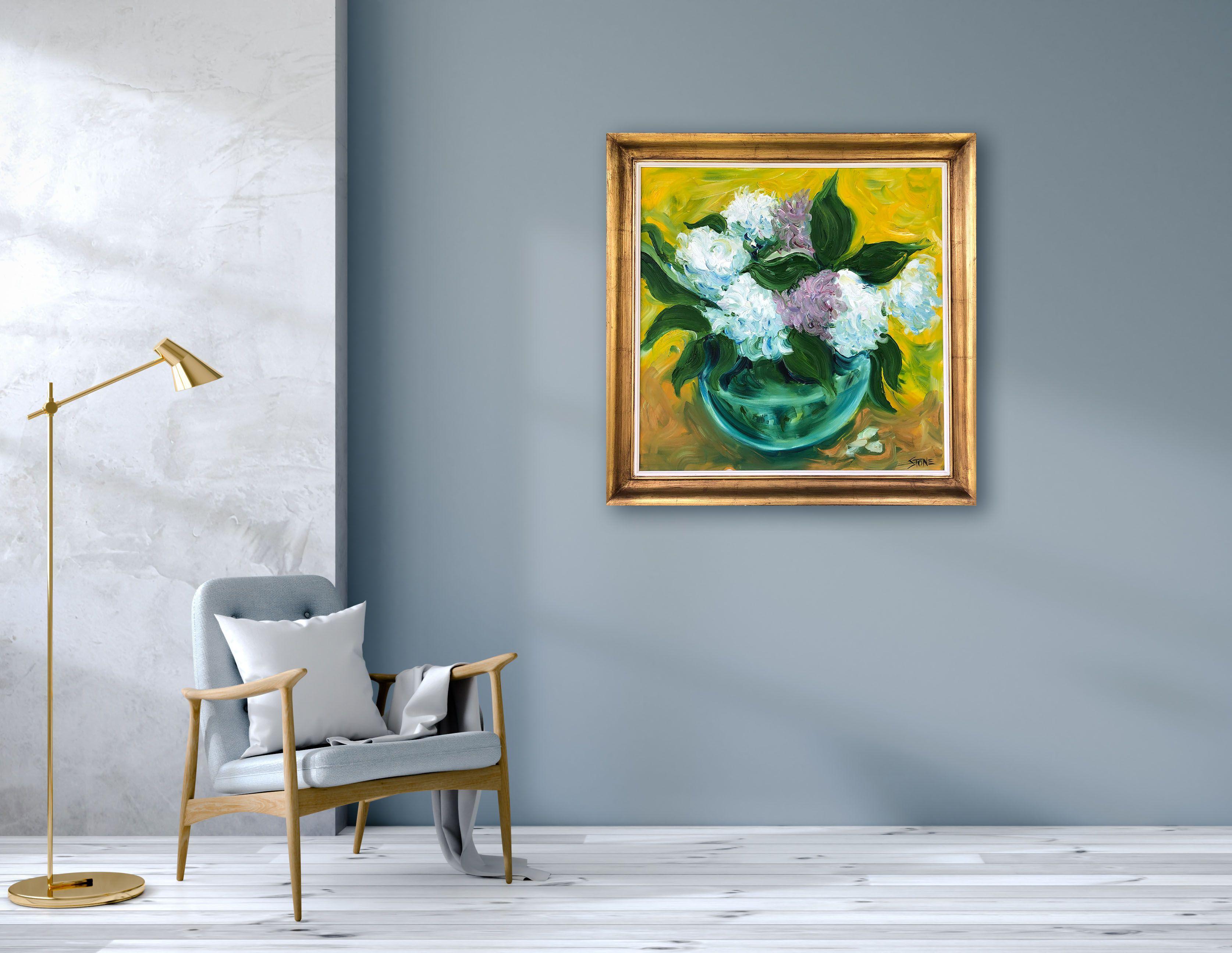 A quick study of fresh cut peonies at their peak bloom. :: Painting :: Impressionist :: This piece comes with an official certificate of authenticity signed by the artist :: Ready to Hang: Yes :: Signed: Yes :: Signature Location: bottom right ::