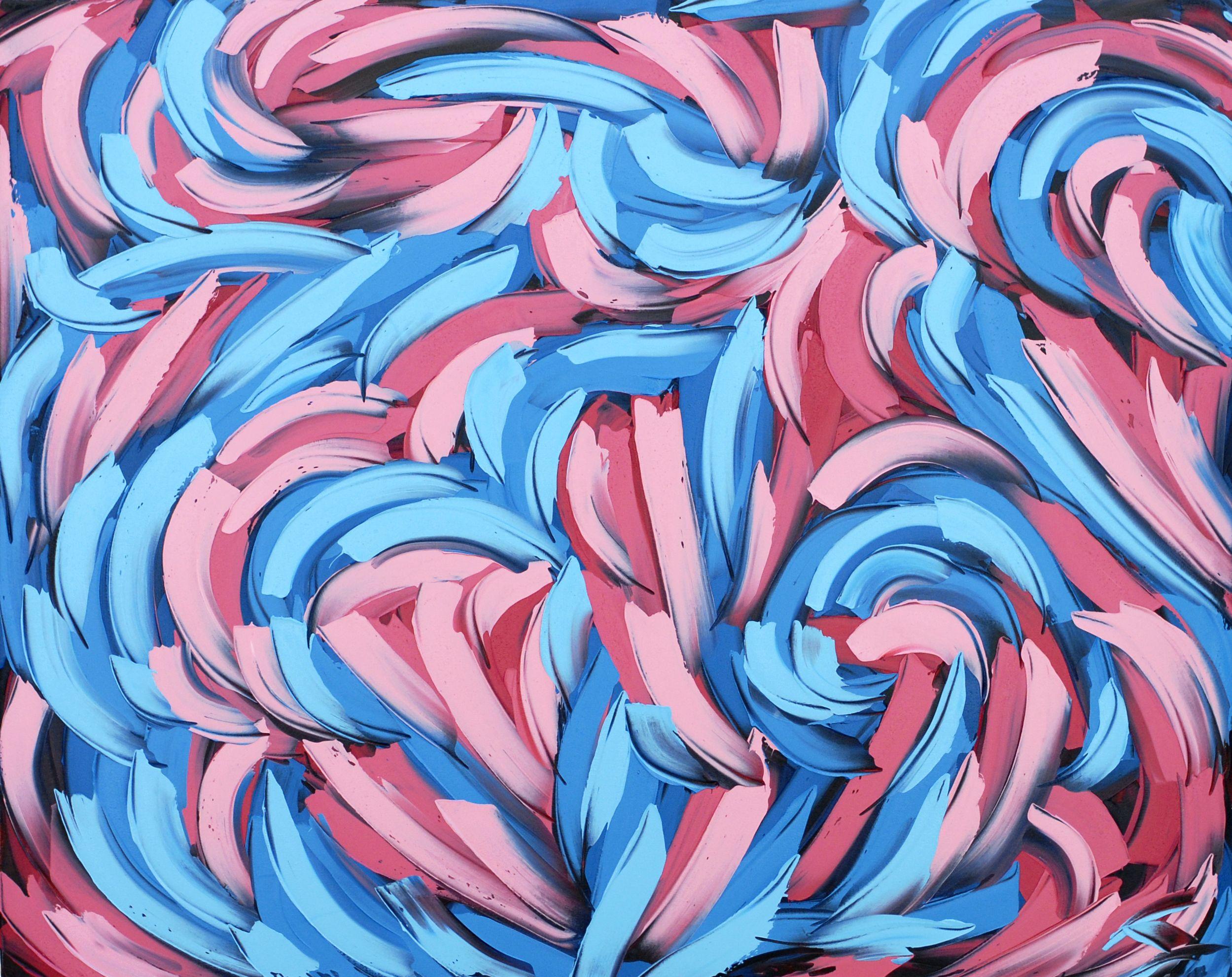 Bill Stone Abstract Painting - PINK & BLUE, Painting, Oil on Canvas