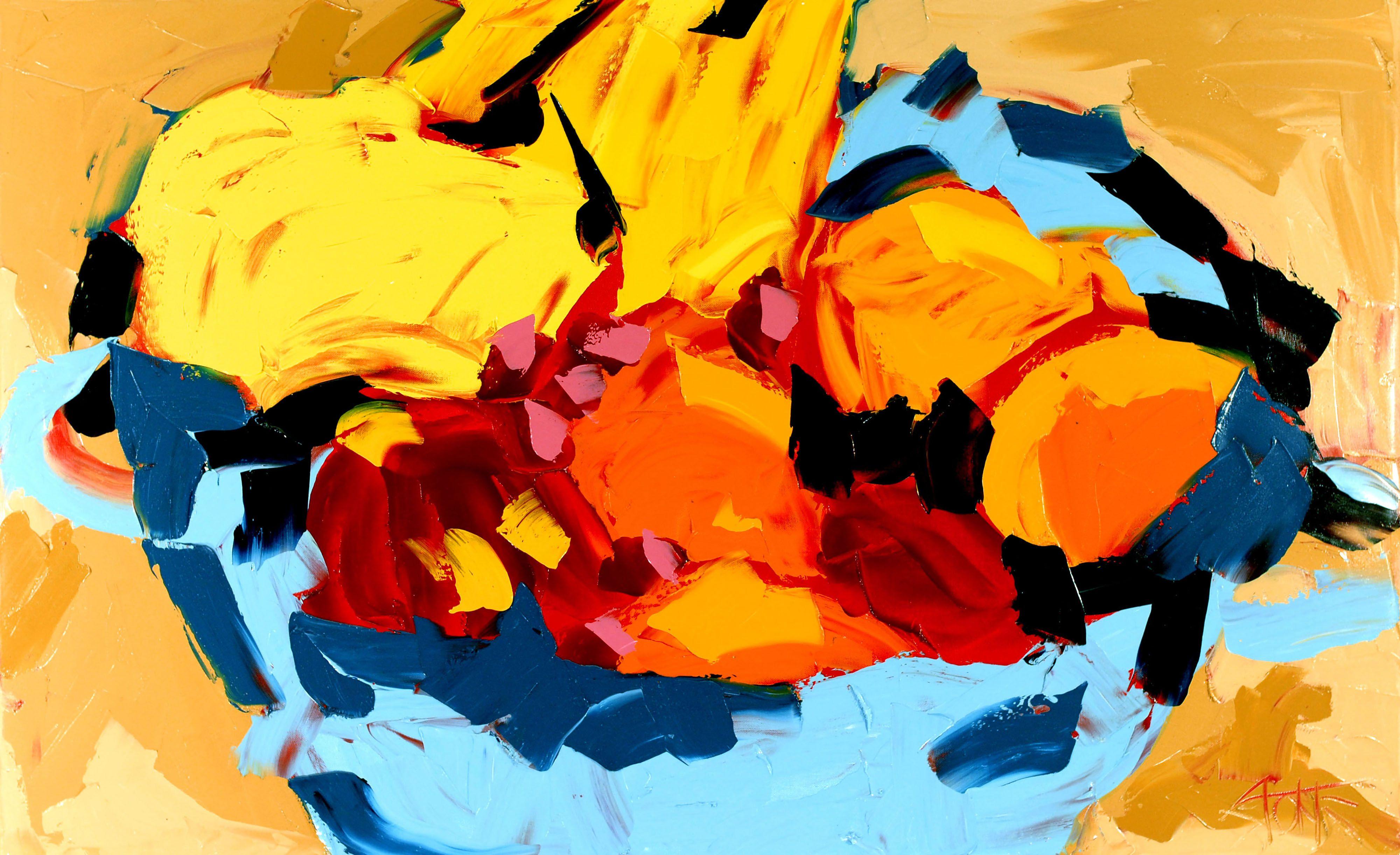 CEREZAS ROSAS, Pintura, Óleo sobre lienzo - Painting de Bill Stone