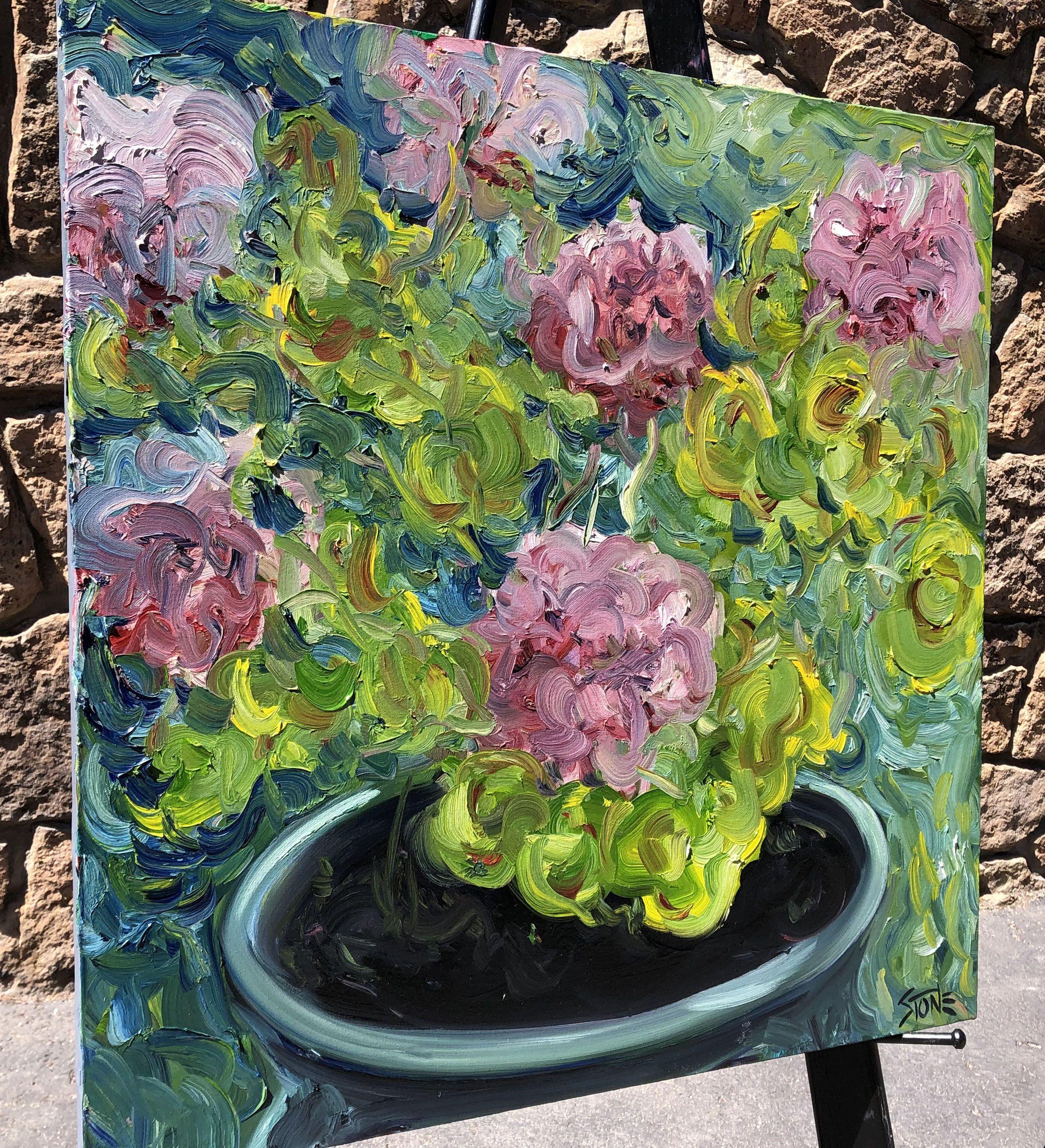 POTTED PLANT, Painting, Oil on Canvas For Sale 2