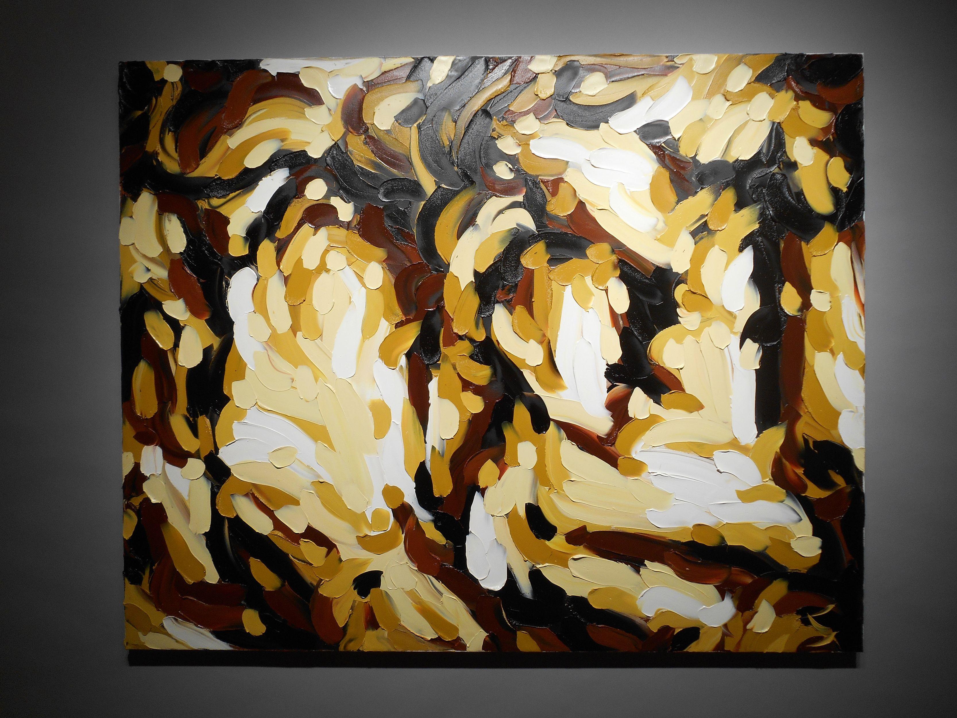 Oggi qualcun altro si è unito a me nello studio :: Pittura :: Astratta :: Questo pezzo viene fornito con un certificato ufficiale di autenticità firmato dall'artista :: Pronto da appendere: Yes :: Firmato: Yes :: Posizione della firma: una S in