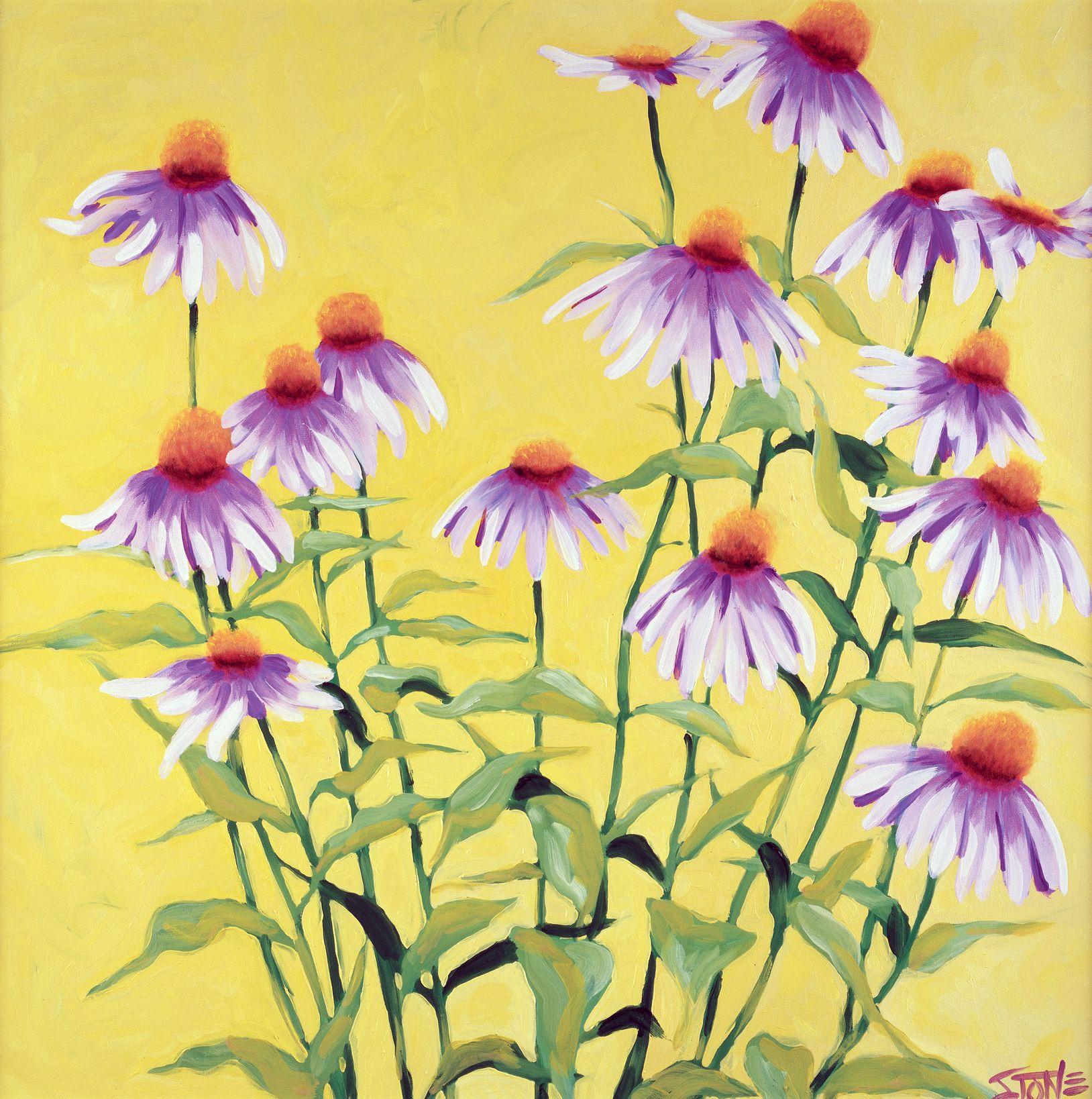 Plein air painting of purple cone flowers on a perfect summer day. :: Painting :: Fine Art :: This piece comes with an official certificate of authenticity signed by the artist :: Ready to Hang: Yes :: Signed: Yes :: Signature Location: bottom right