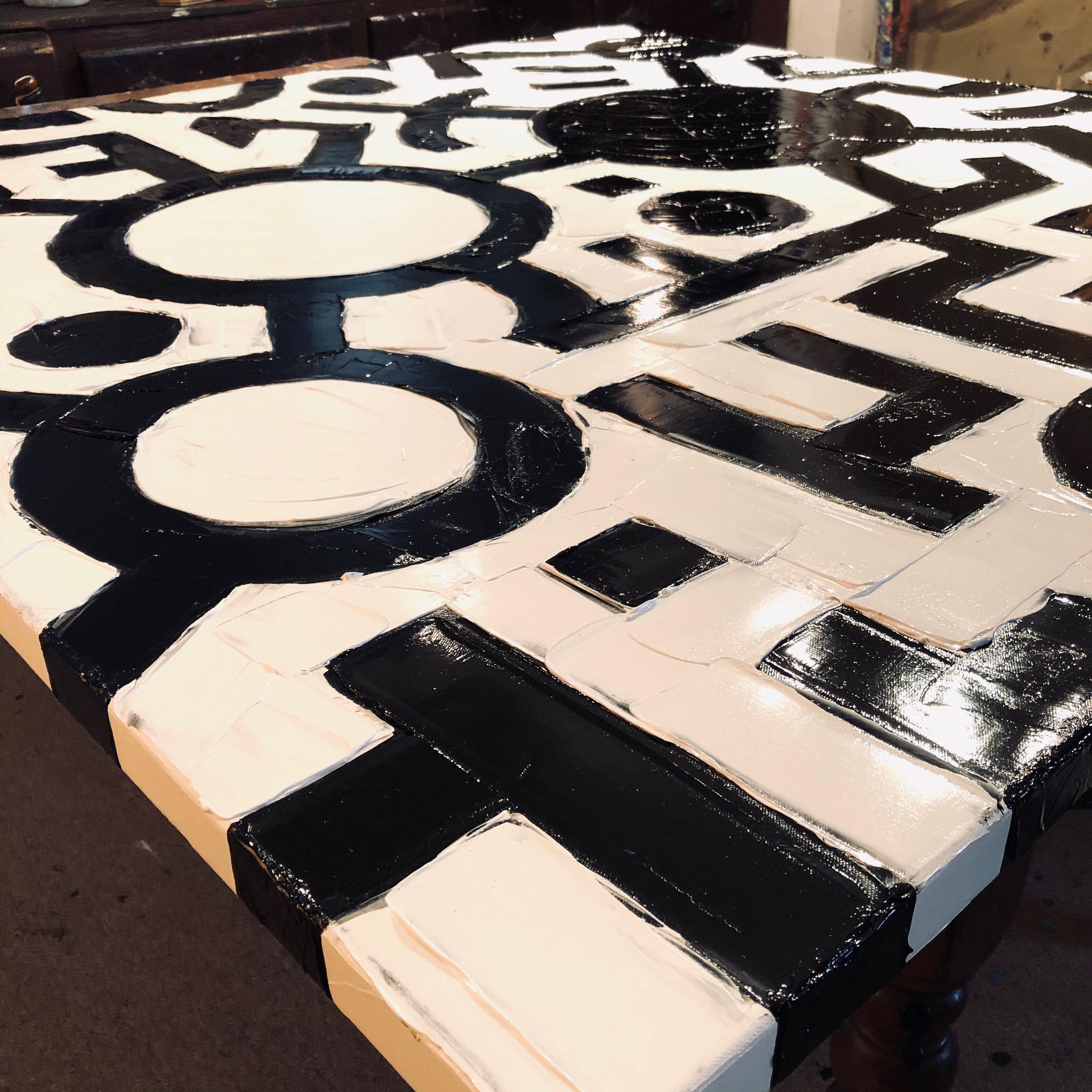 QUID PRO QUO, Pittura, Olio su tela - Abstract Painting Nero di Bill Stone