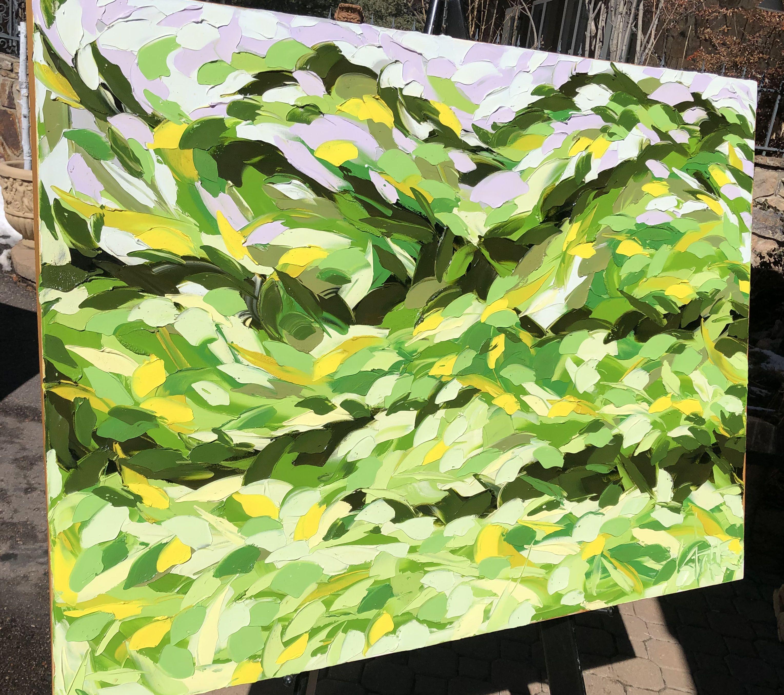 Il caldo vento estivo scivola sulle dolci colline :: Pittura :: Espressionismo astratto :: Questo pezzo viene fornito con un certificato ufficiale di autenticità firmato dall'artista :: Pronto da appendere: Yes :: Firmato: Yes :: Posizione della