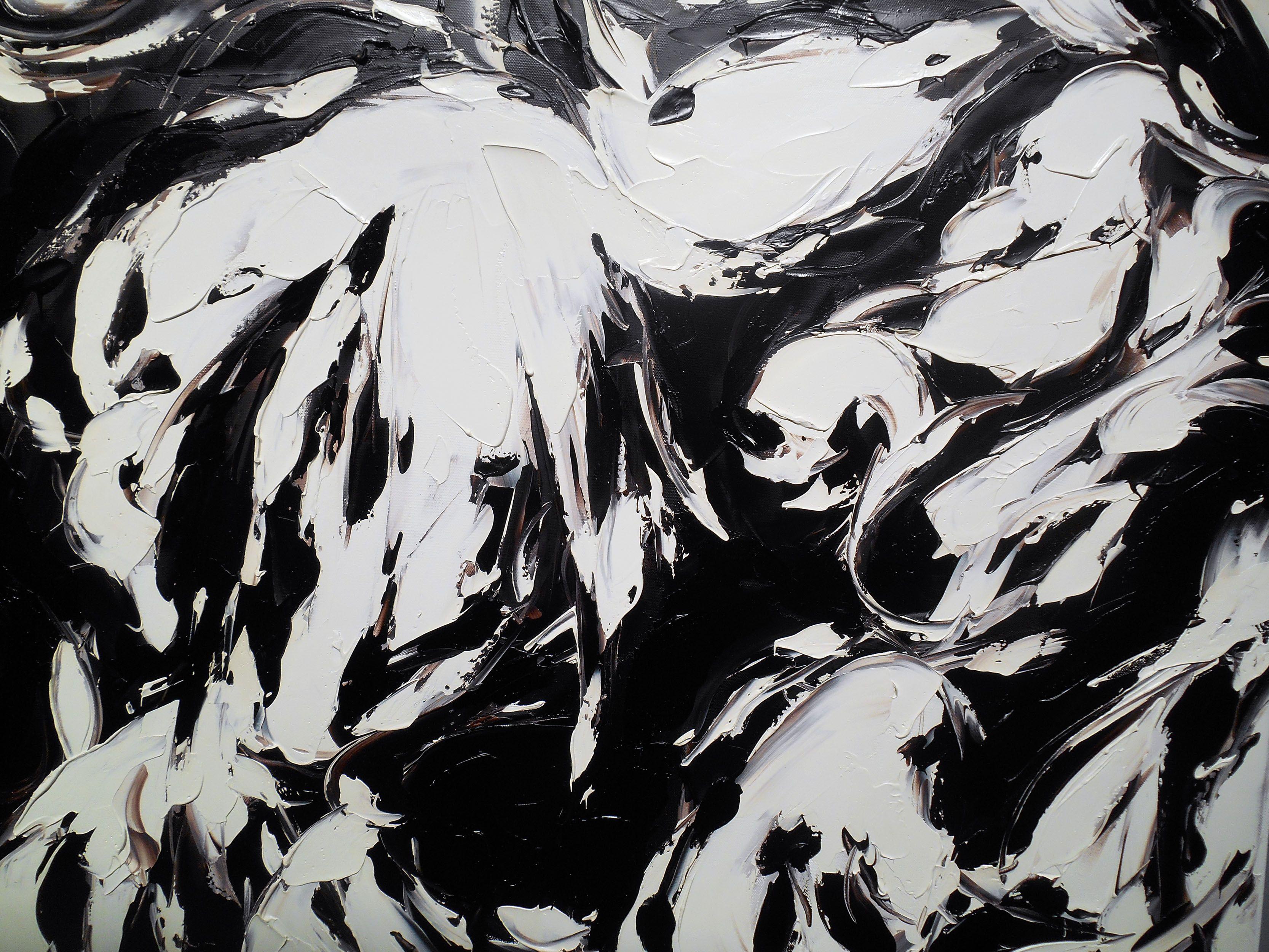SIDEWALKERS 2, Peinture, Huile sur Toile - Noir Abstract Painting par Bill Stone