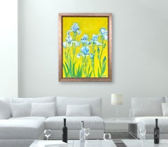 SIX BLUE IRIS, Painting, Oil on Canvas