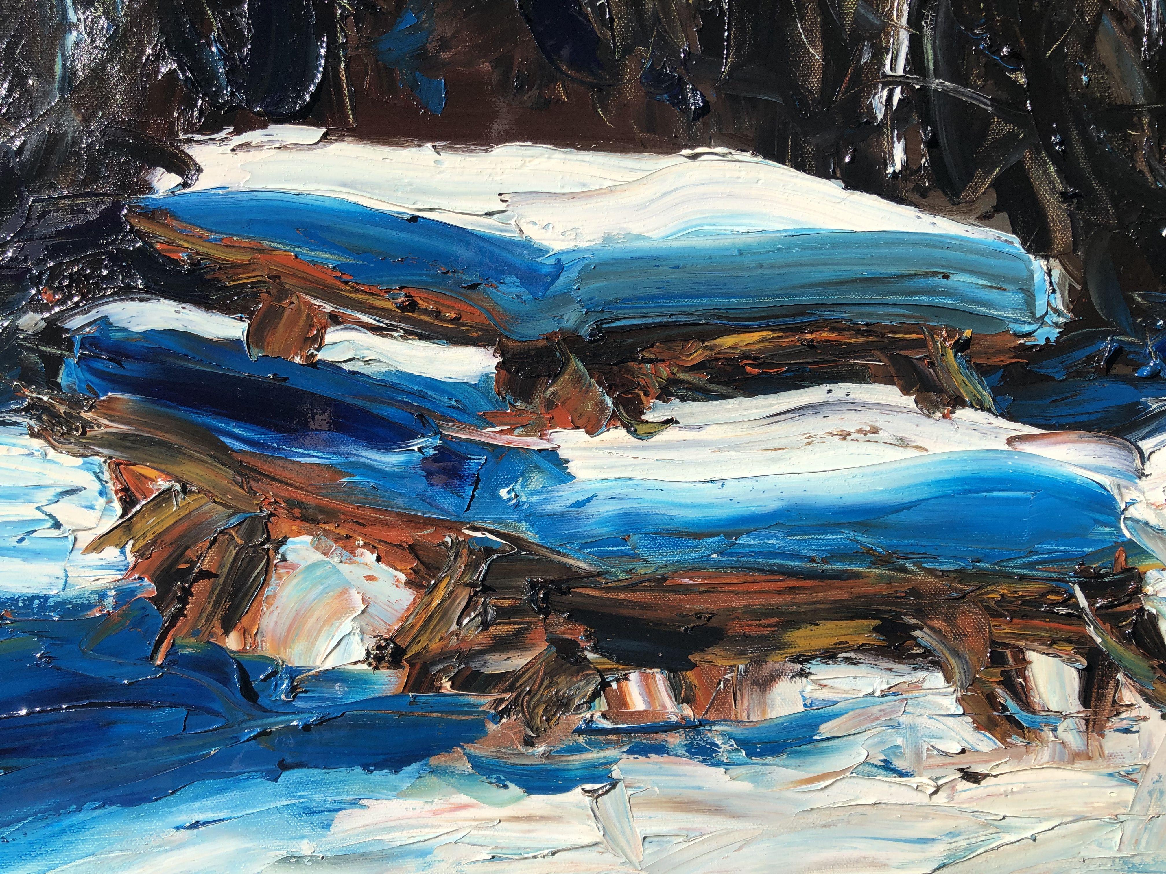 SNOW PICNIC, Painting, Oil on Canvas For Sale 4