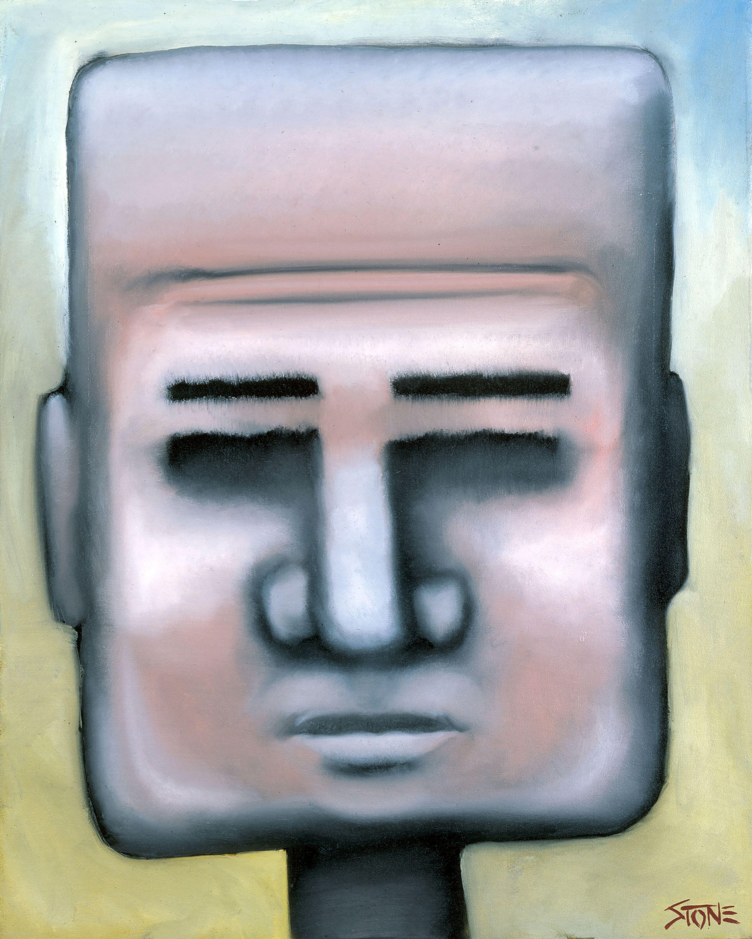 SQUAREHEAD, Pittura, Olio su tela - Painting di Bill Stone