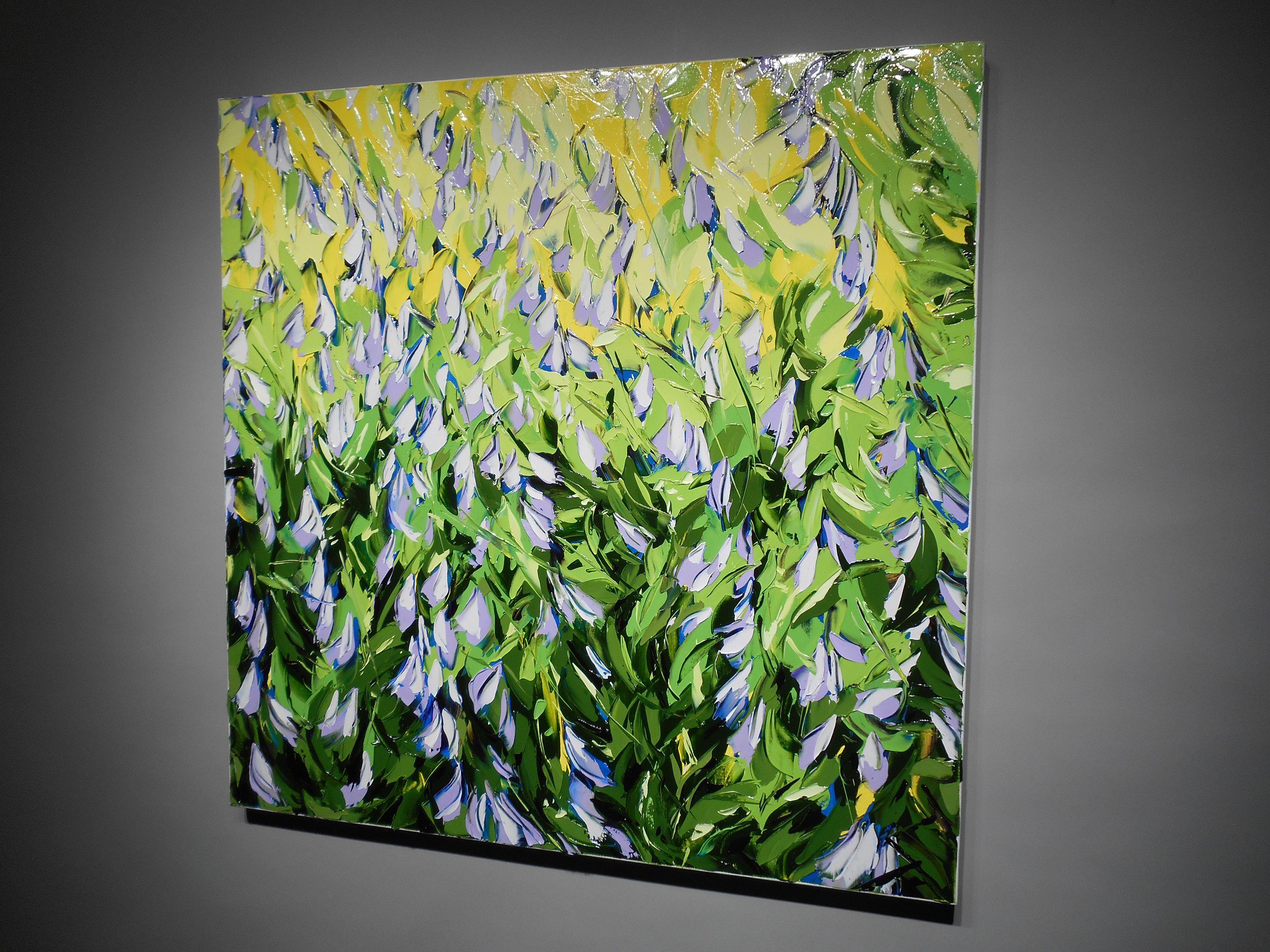 Impressioni astratte plein air da un giardino estivo :: Pittura :: Astratta :: Questo pezzo viene fornito con un certificato ufficiale di autenticità firmato dall'artista :: Pronto da appendere: Yes :: Firmato: Yes :: Posizione della firma: in basso