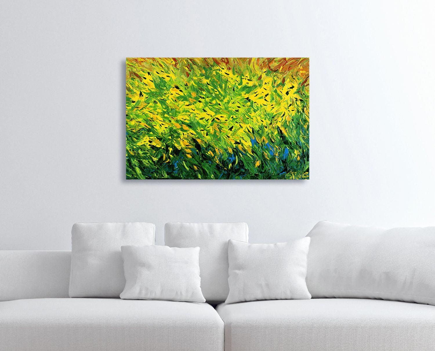 The Black-Eyed Susans have found a new home. (Side-stapled canvas, should be framed.) :: Painting :: Impressionist :: This piece comes with an official certificate of authenticity signed by the artist :: Ready to Hang: Yes :: Signed: Yes ::