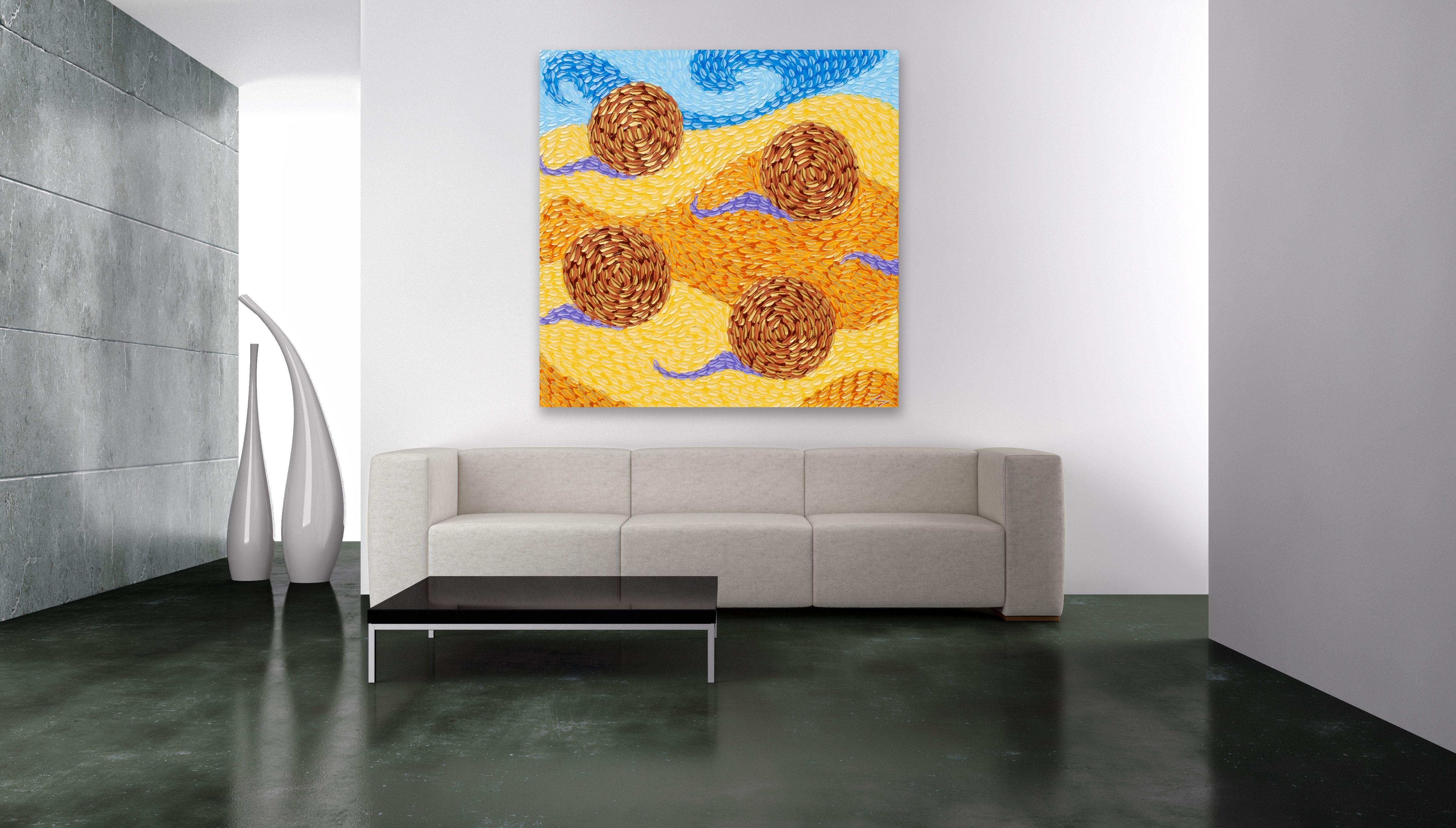 I CAMPI DI TIMOTHY, Pittura, Olio su tela - Abstract Painting Marrone di Bill Stone
