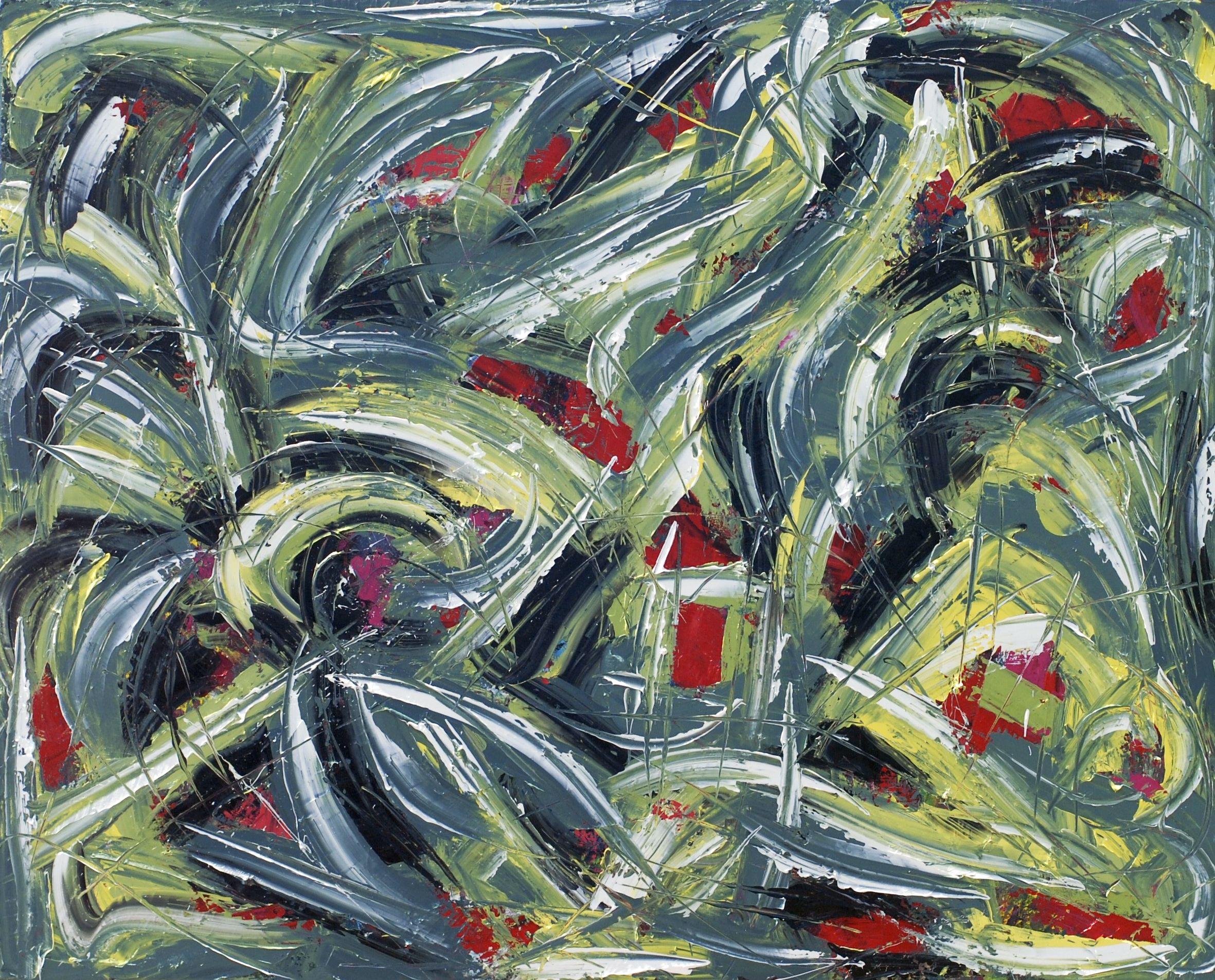 Abstract Painting de Bill Stone - LA PUERTA ROJA, Pintura, Óleo sobre lienzo
