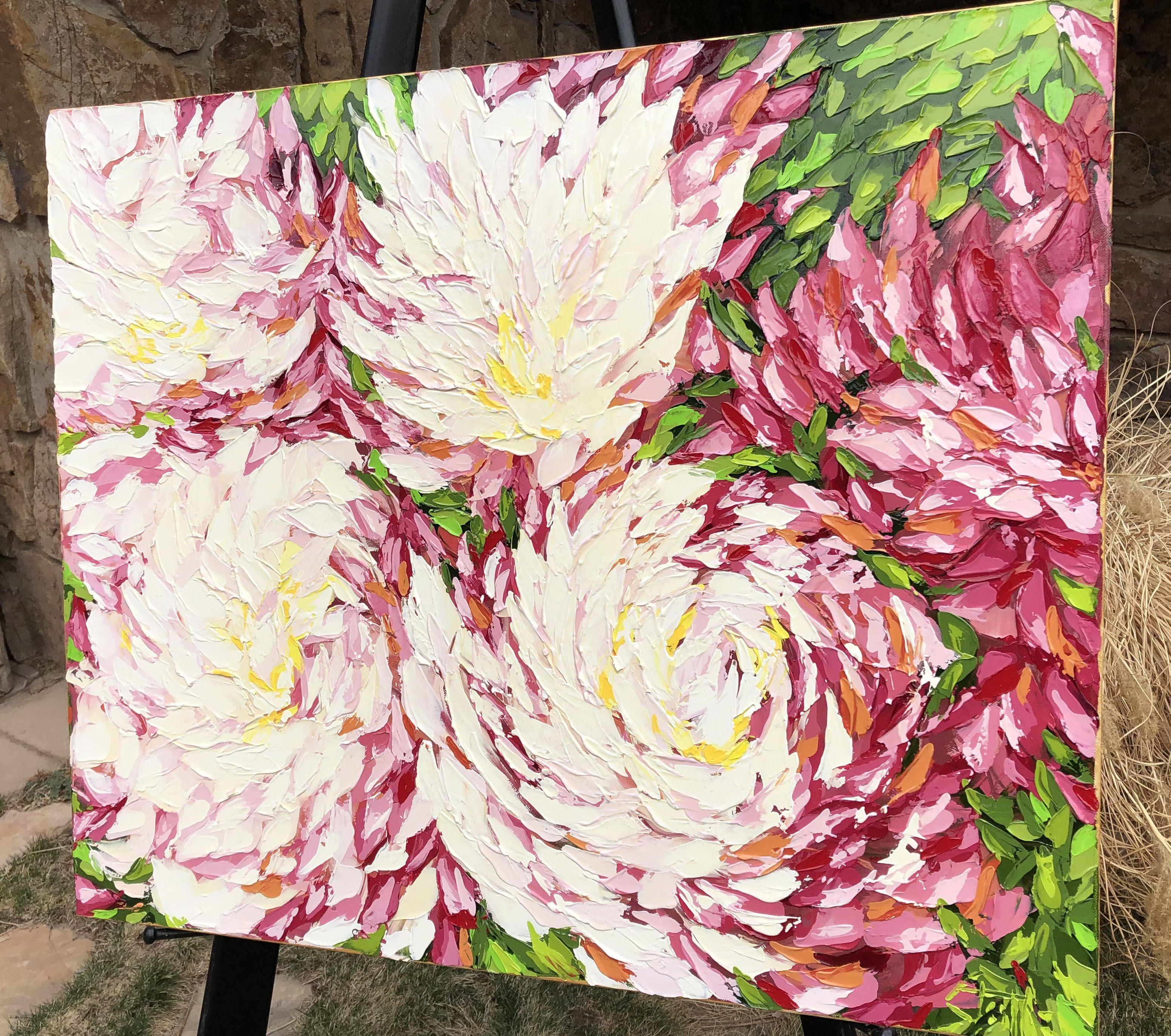 TINA'S PEONIES, Painting, Oil on Canvas For Sale 2