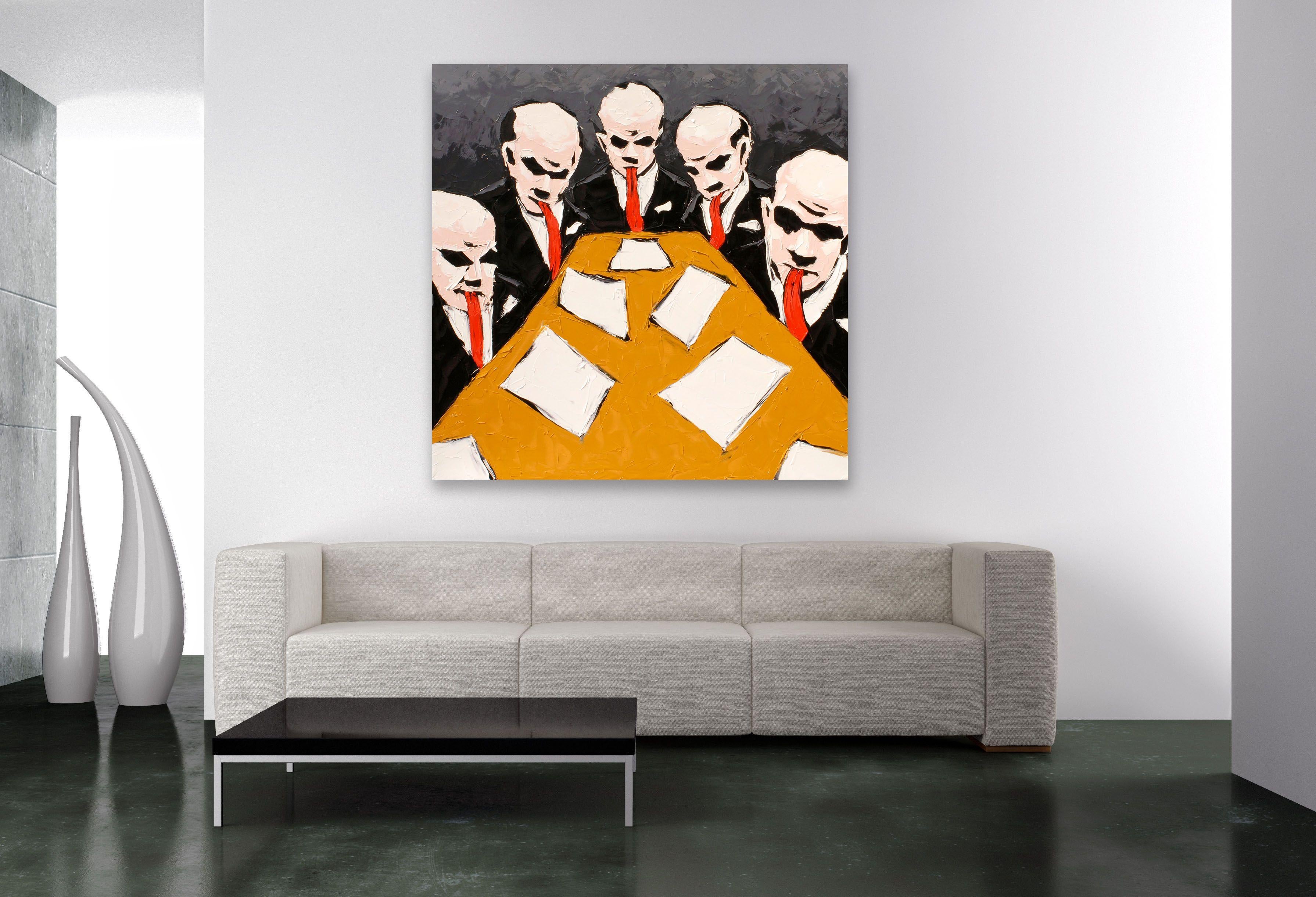 TONGUE-TIED, Pittura, Olio su tela in vendita 2