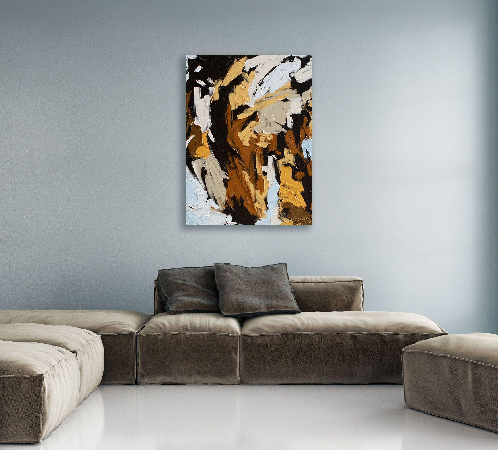 The scarred old tree trunk won't give in to winter. :: Painting :: Abstract :: This piece comes with an official certificate of authenticity signed by the artist :: Ready to Hang: Yes :: Signed: Yes :: Signature Location: bottom right :: Canvas ::