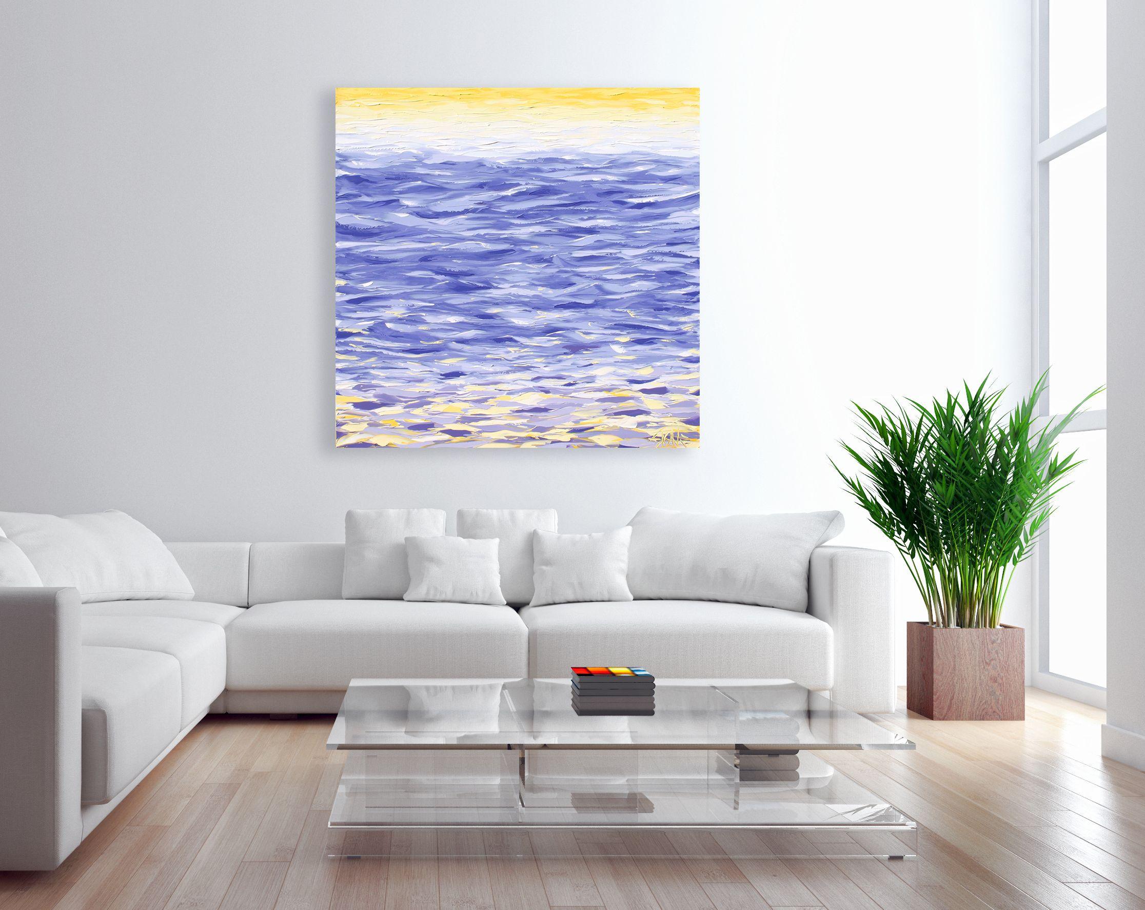 Volando verso casa con un Redeye, mentre attraversiamo le nuvole del mattino sembra che ci stiamo dondolando sulle onde dell'oceano :: Pittura :: Espressionismo astratto :: Questo pezzo viene fornito con un certificato ufficiale di autenticità