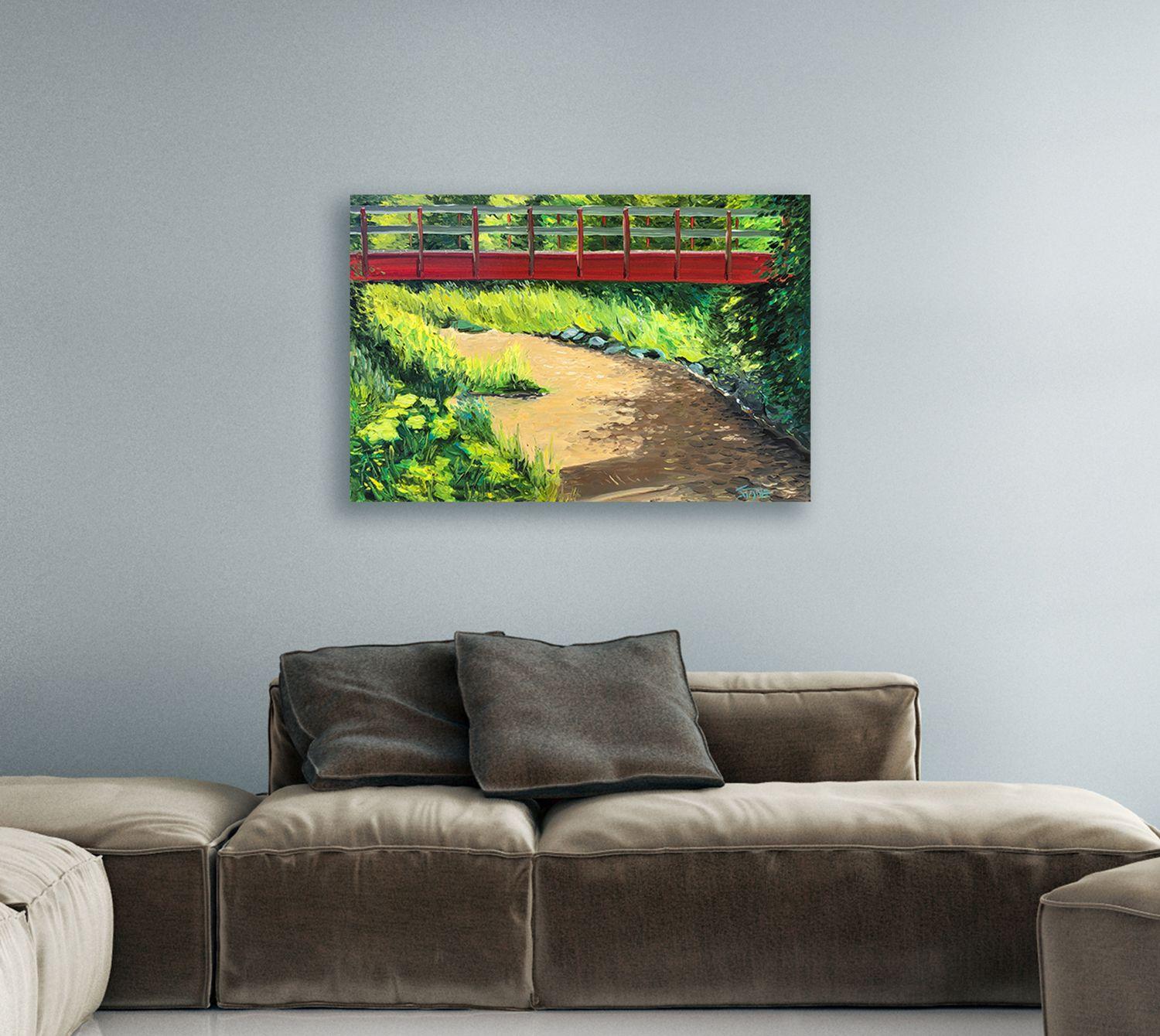 WHITE PINES BRIDGE, Painting, Oil on Canvas For Sale 1